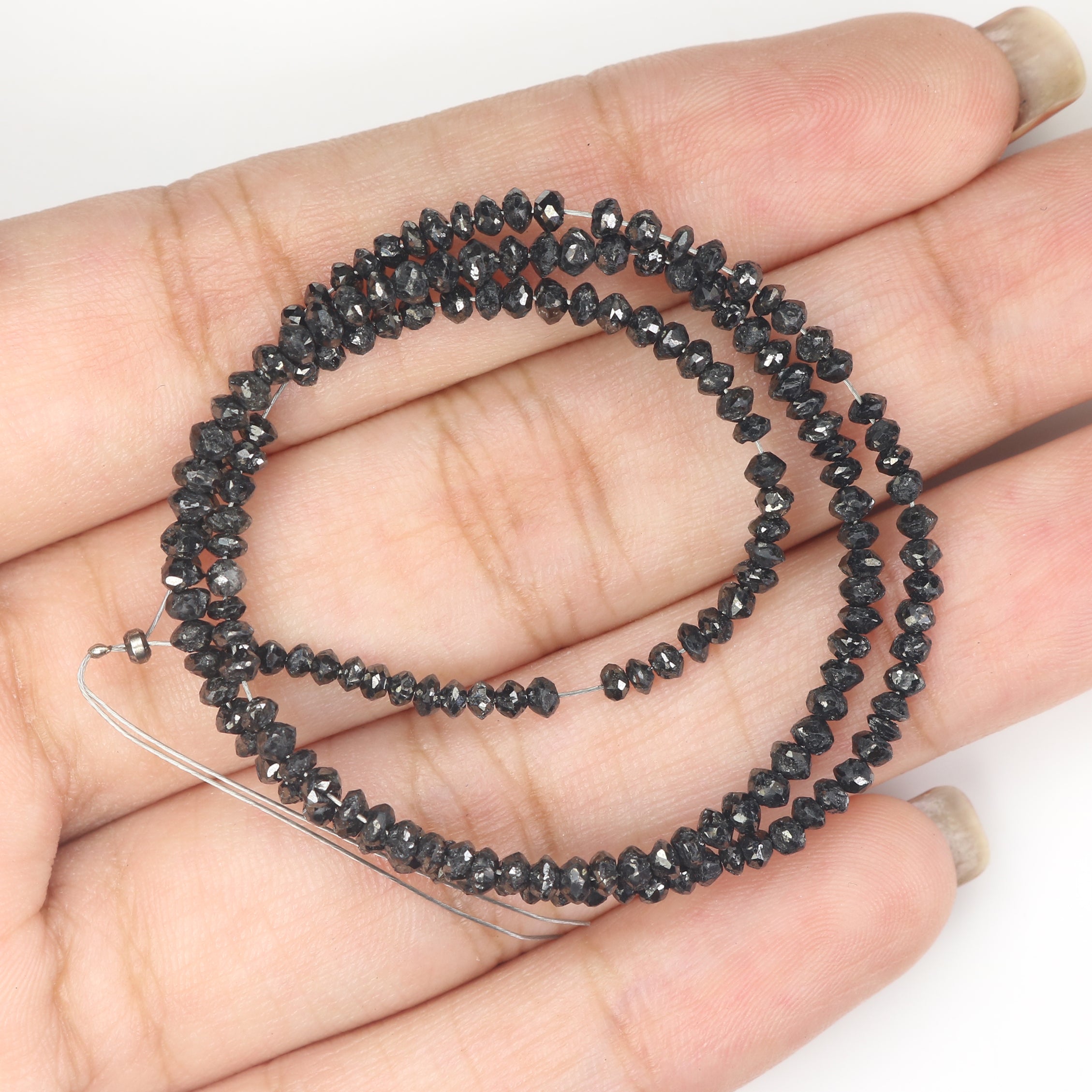 13.20 CT Natural Loose Bead Shape Diamond Black Color Bead Rose Cut Diamond 1.90 MM Natural Loose Black Diamond Bead Drilled Diamond LQ1689