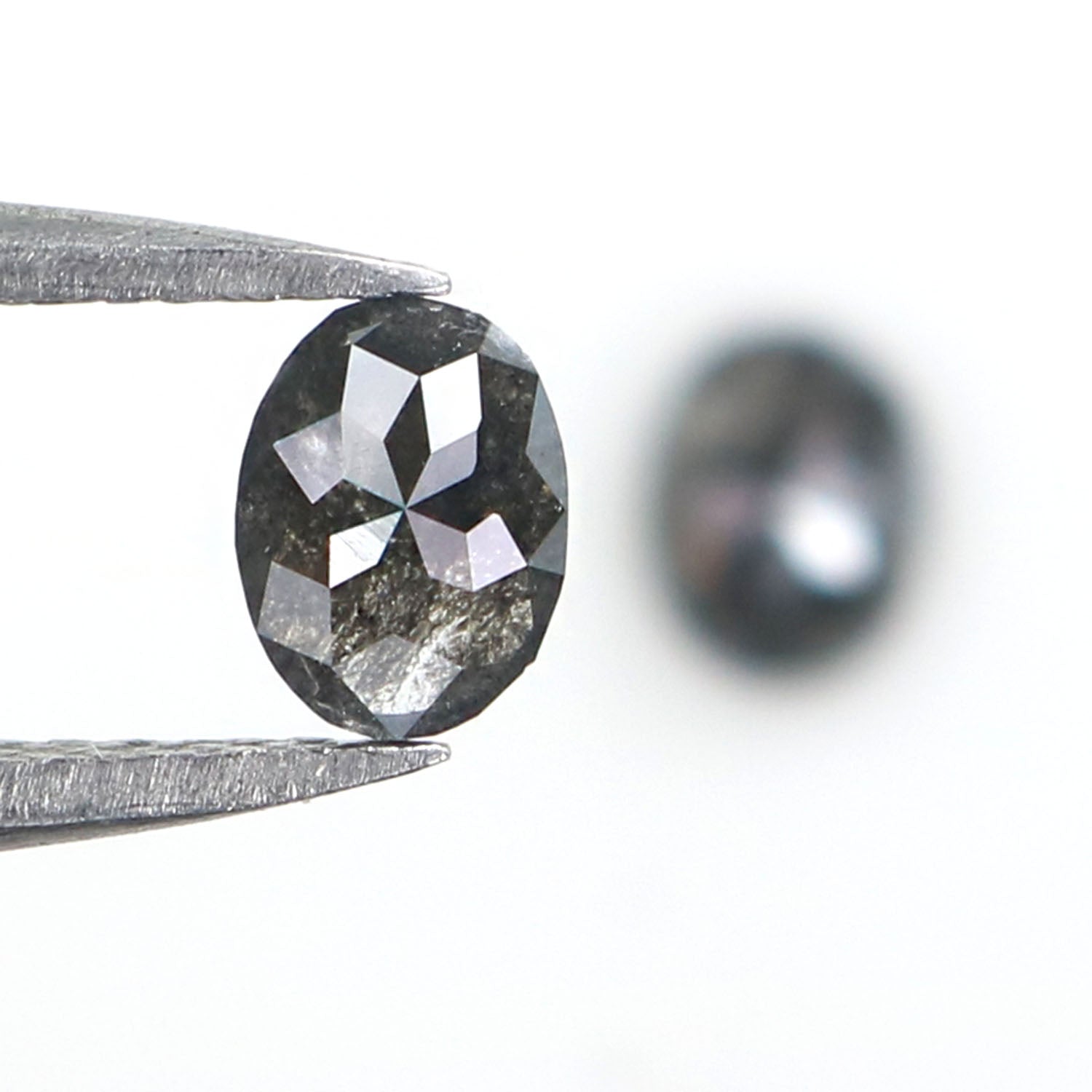 0.66 CT Natural Loose Oval Cut Pair Diamond Salt And Pepper Oval Cut Diamond 4.95 MM Natural Diamond Black Grey Oval Rose Cut Diamond QL2545