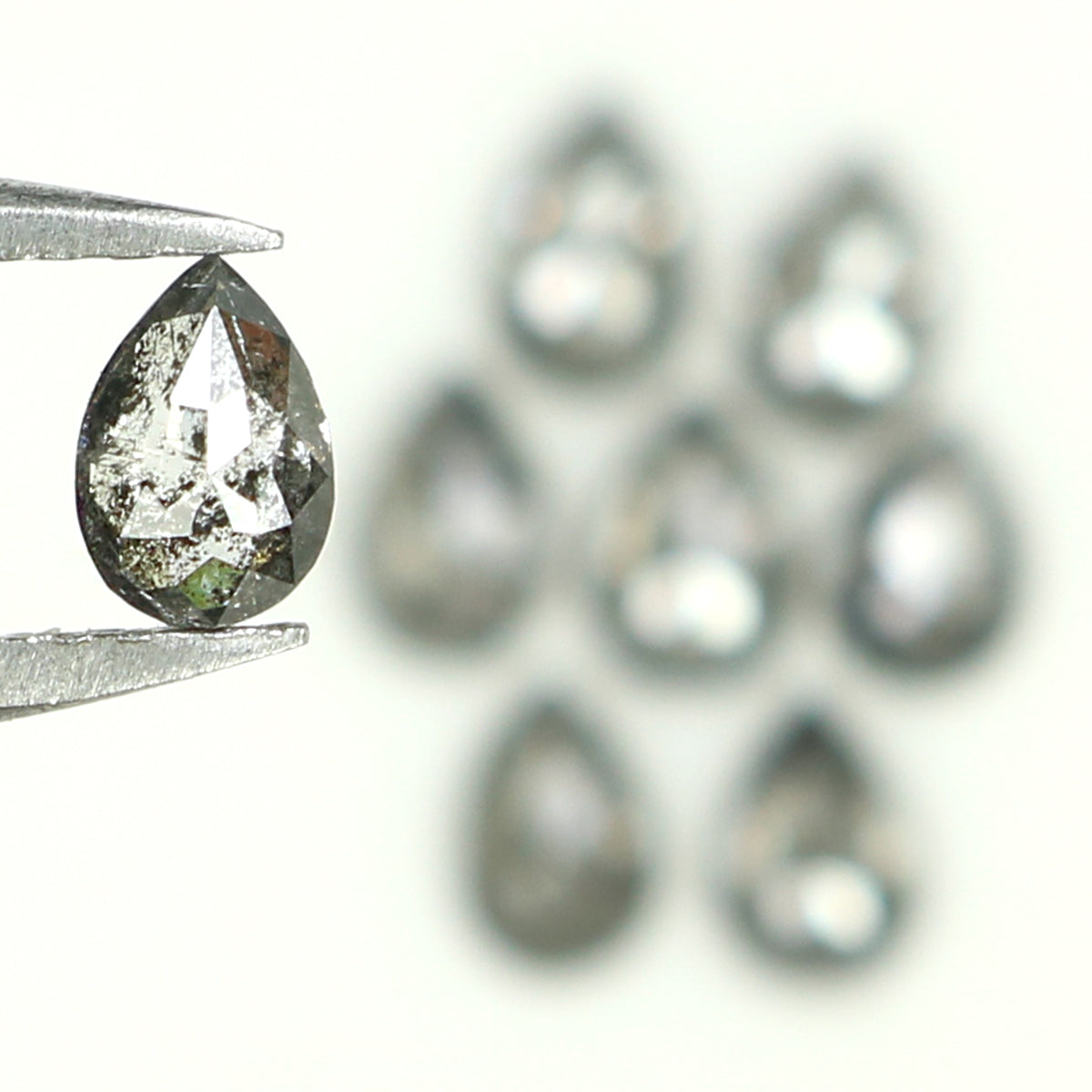 1.11 CT Natural Loose Pear Shape Diamond Salt And Pepper Pear Rose Cut Diamond 3.75 MM Black Grey Color Pear Shape Rose Cut Diamond QL1281