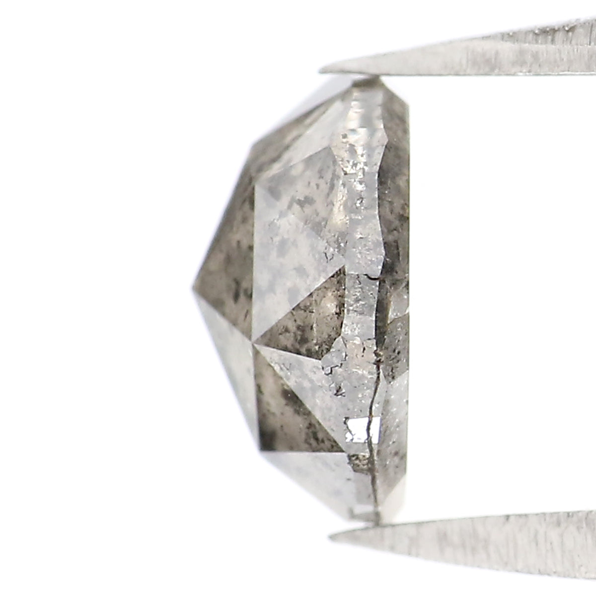 1.83 Ct Natural Loose Round Rose Cut Diamond Black Grey Color Rose Cut Diamond 7.75 MM Natural Loose Salt And Pepper Rose Cut Diamond QL2188