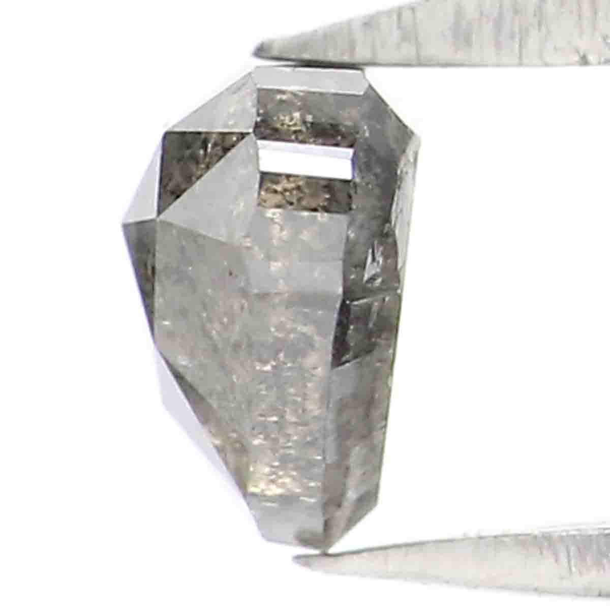 0.74 CT Natural Loose Heart Shape Diamond Salt And Pepper Heart Rose Cut Diamond 5.90 MM Black Grey Color Heart Rose Cut Diamond QK1487