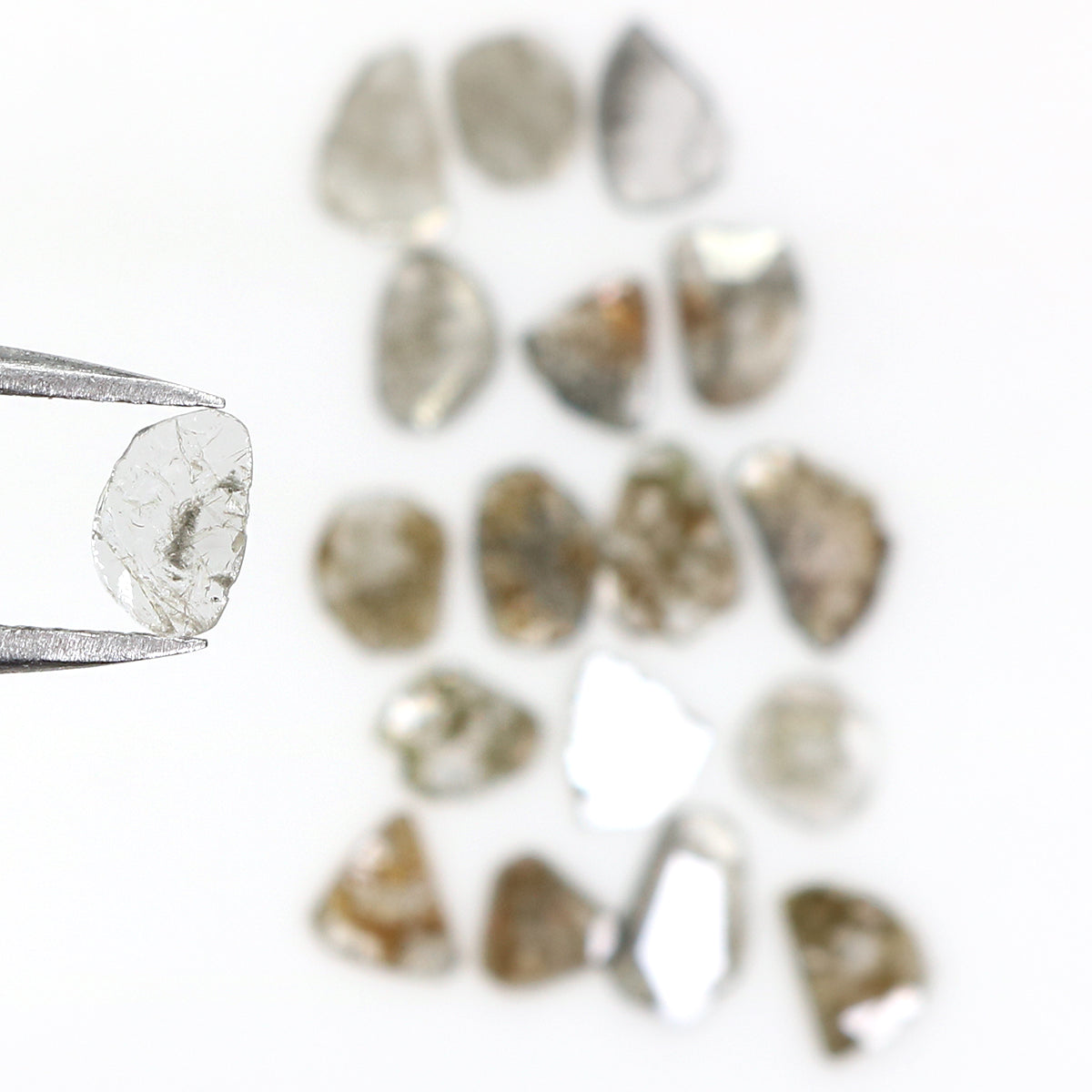 2.32 Ct Natural Loose Slice Shape Diamond Salt And Pepper Slice Cut Diamond 3.95 MM Natural Black Grey Diamond Irregular Cut Diamond KQ2450