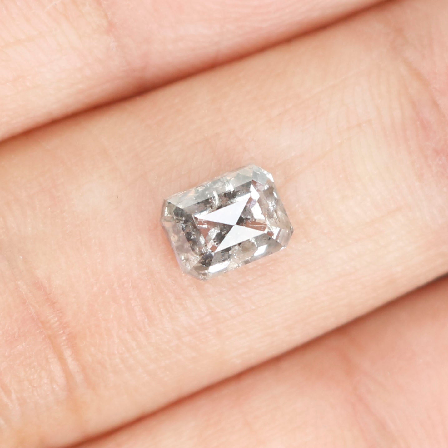 0.94 CT Natural Loose Emerald Shape Diamond Salt And Pepper Emerald Cut Diamond 5.90 MM Natural Black Grey Emerald Rose Cut Diamond QL9559