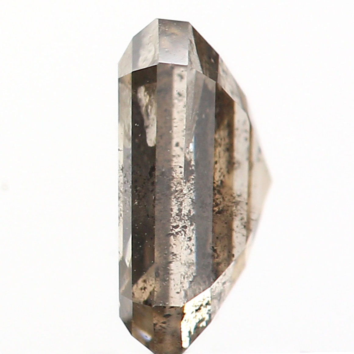 0.86 CT Natural Loose Emerald Shape Diamond Salt And Pepper Emerald Shape Diamond 6.10 MM Black Grey Color Emerald Rose Cut Diamond QL9563