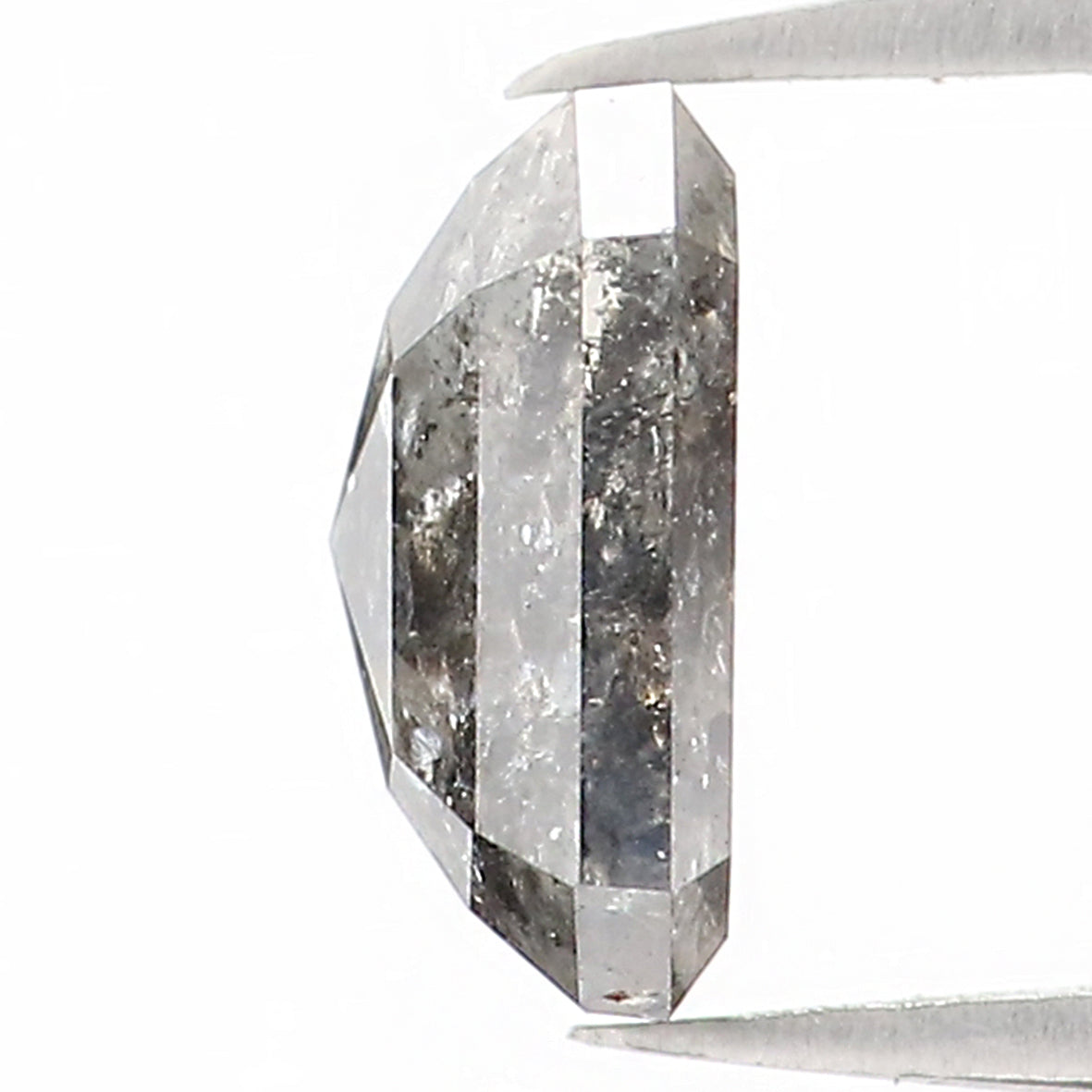 0.96 CT Natural Loose Emerald Shape Diamond Salt And Pepper Emerald Shape Diamond 6.25 MM Black Grey Color Emerald Rose Cut Diamond QL1205