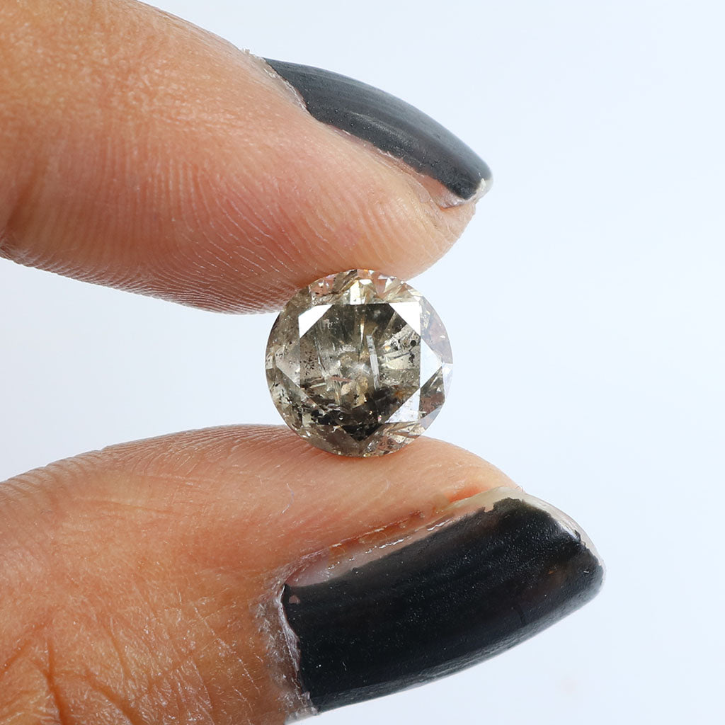 2.30 CT Natural Loose Diamond Round Brown Salt And Pepper Color 8.05 MM KDL9054