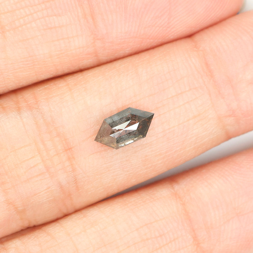 0.61 CT Natural Loose Hexagon Cut Diamond Salt And Pepper Hexagon Diamond 7.65 MM Natural Loose Black Grey Color Hexagon Cut Diamond QL9458