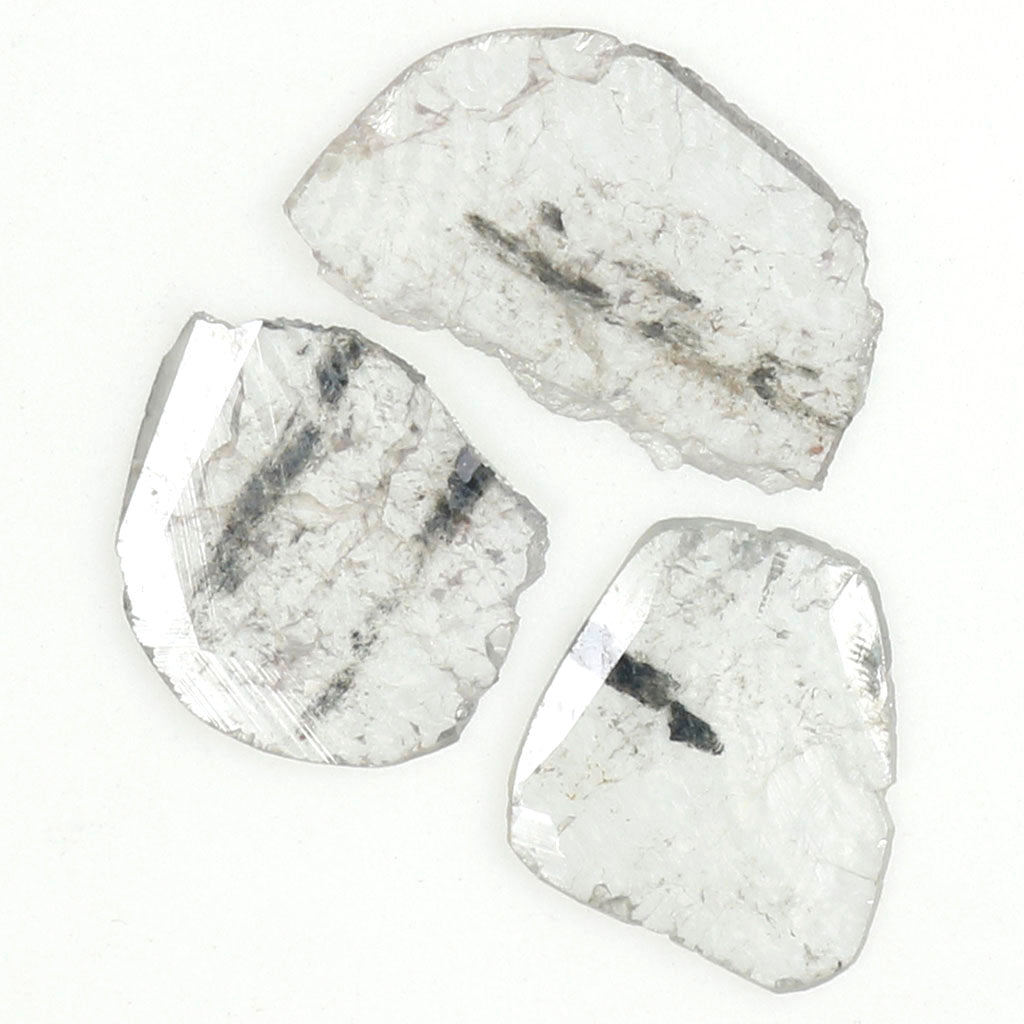 0.91 Ct Natural Loose Slice Shape Diamond Salt And Pepper Slice Cut Diamond 6.80 MM Natural Black Grey Color Irregular Cut Diamond LQ9836