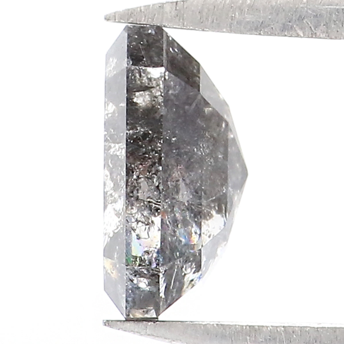 0.92 CT Natural Loose Emerald Shape Diamond Salt And Pepper Emerald Diamond 6.20 MM Black Grey Color Emerald Shape Rose Cut Diamond LQ1951