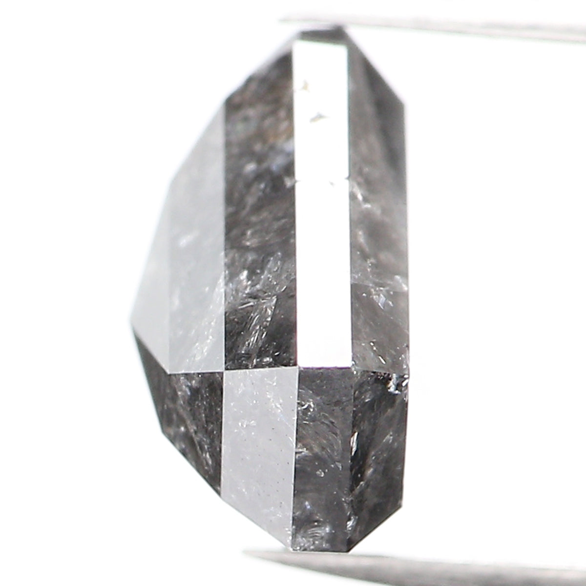 3.47 CT Natural Loose Shield Diamond Black Grey Color Diamond 8.75 MM Natural Loose Diamond Salt And Pepper Shield Rose Cut Diamond QL962