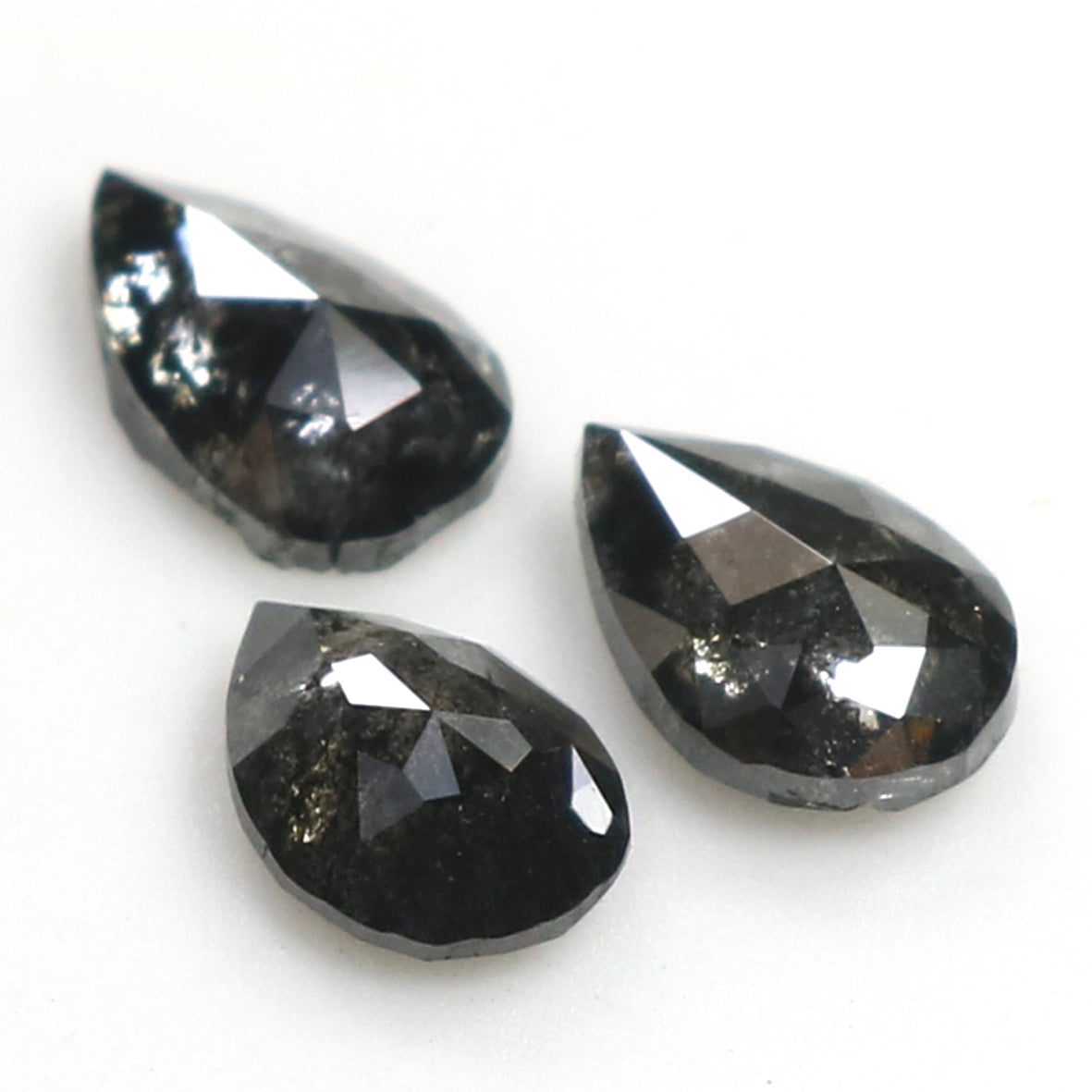 Natural Loose Pear Salt And Pepper Diamond Black Grey Color 0.76 CT 4.65 MM Pear Shape Rose Cut Diamond KDL1980