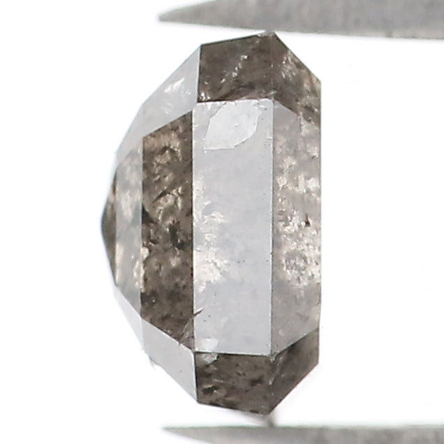 0.95 CT Natural Loose Emerald Shape Diamond Salt And Pepper Emerald Diamond 5.65 MM Natural Black Grey Color Emerald Rose Cut Diamond LQ1338