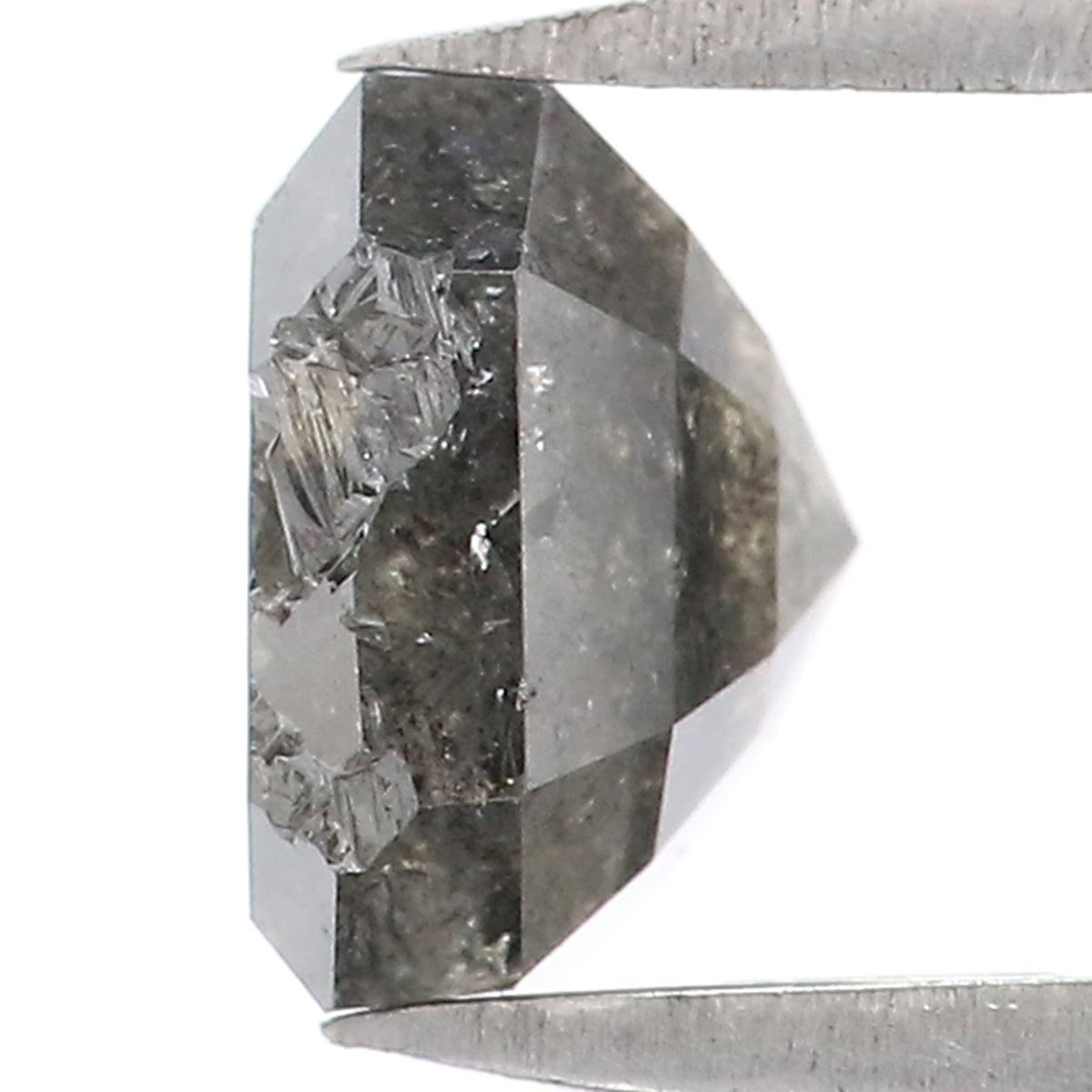 1.59 CT Natural Loose Emerald Shape Diamond Salt And Pepper Emerald Cut Diamond 6.45 MM Natural Black Grey Emerald Rose Cut Diamond LQ7893