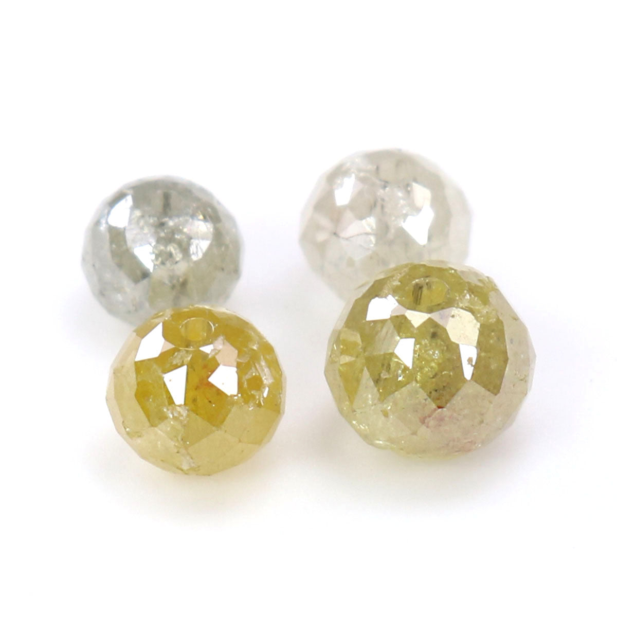 Natural Loose Round Bead Yellow Gray Color Diamond 2.31 CT 3.60 MM Bead Shape Rose Cut Diamond L1807