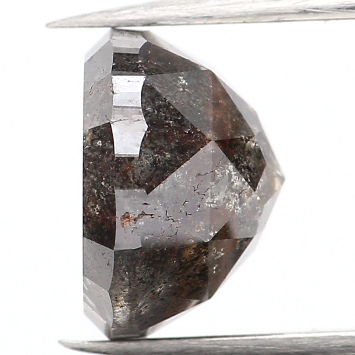 2.00 Ct Natural Loose Round Rose Cut Diamond Black Grey Color Rose Cut Diamond 7.20 MM Natural Loose Salt And Pepper Rose Cut Diamond QL674