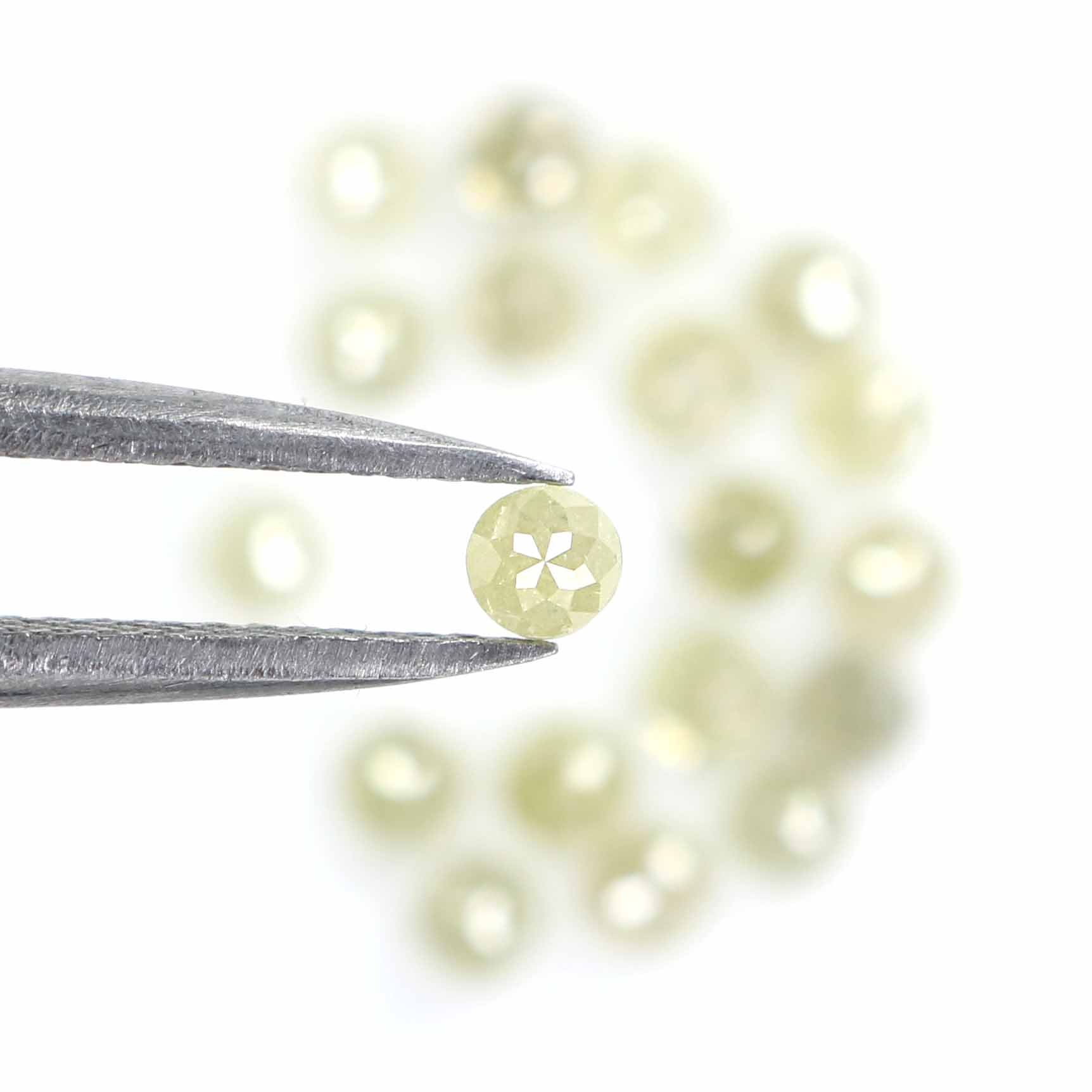 2.06 CT Natural Loose Round Rose Cut Diamond Grey Color Round Shape Diamond 2.60 MM Natural Loose Green Color Round Rose Cut Diamond LQ5181