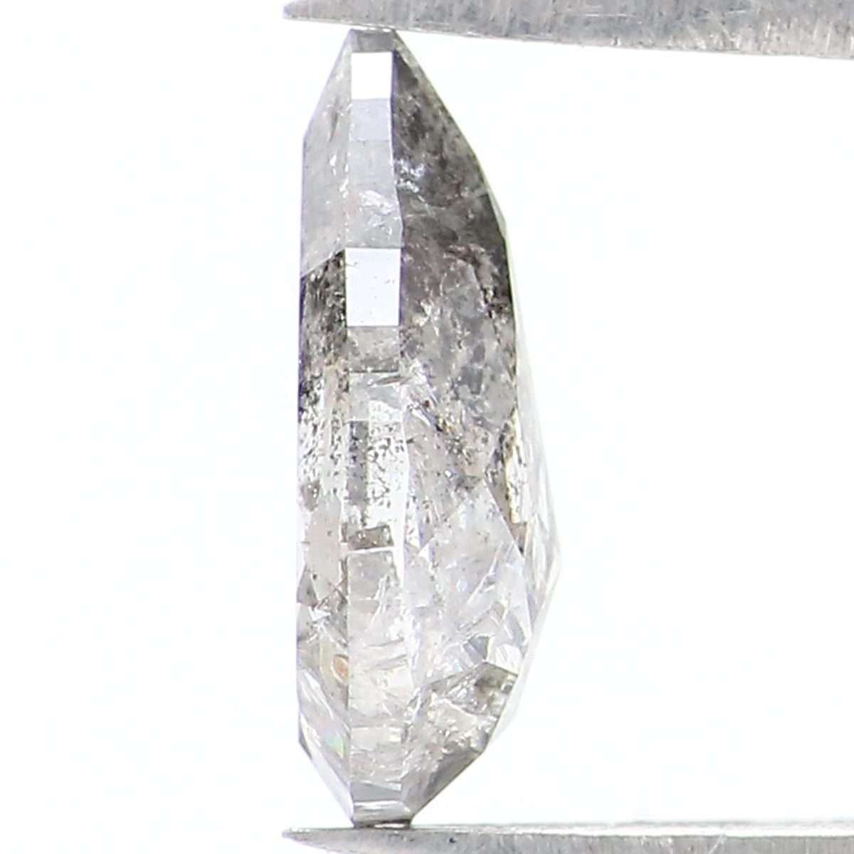 Natural Loose Pear Salt And Pepper Diamond Black Grey Color 0.85 CT 8.05 MM Pear Shape Rose Cut Diamond L1602