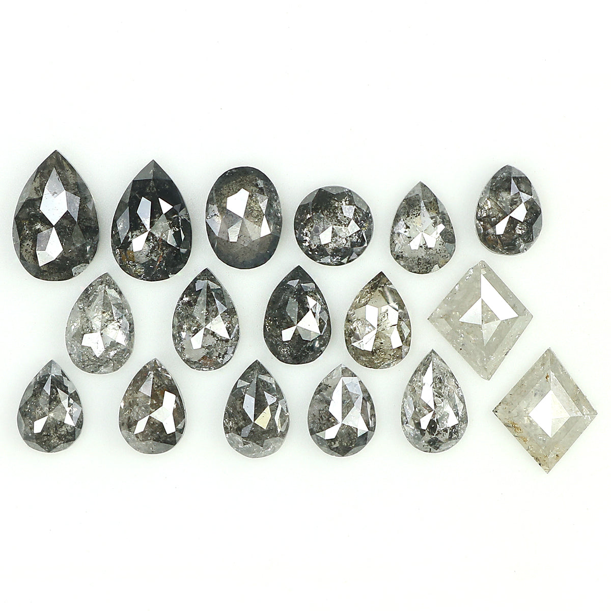 2.67 CT Natural Loose Mix Shape Diamond Salt And Pepper Mix Shape Diamond 3.30 MM Natural Black Grey Color Mix Shape Rose Cut Diamond LQ959