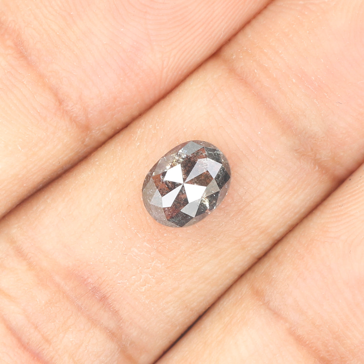 1.04 CT Natural Loose Oval Shape Diamond Salt And Pepper Oval Rose Cut Diamond 7.10 MM Black Grey Color Oval Shape Rose Cut Diamond QL324