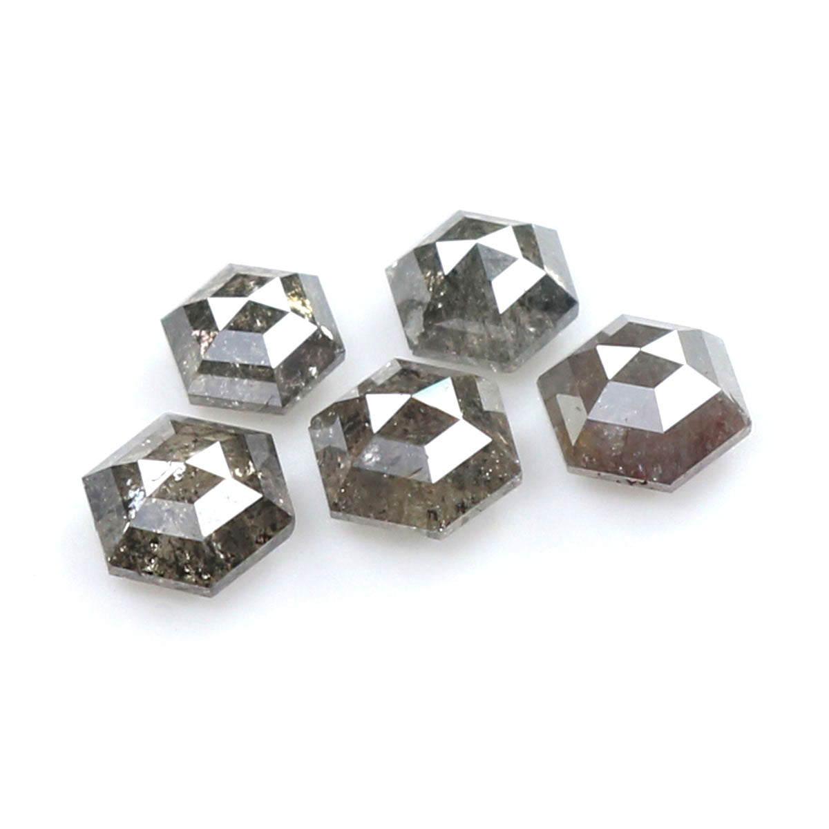 1.24 CT Natural Loose Hexagon Shape Diamond Salt And Pepper Hexagon Cut Diamond 3.10 MM Natural Black Grey Hexagon Rose Cut Diamond QL7558