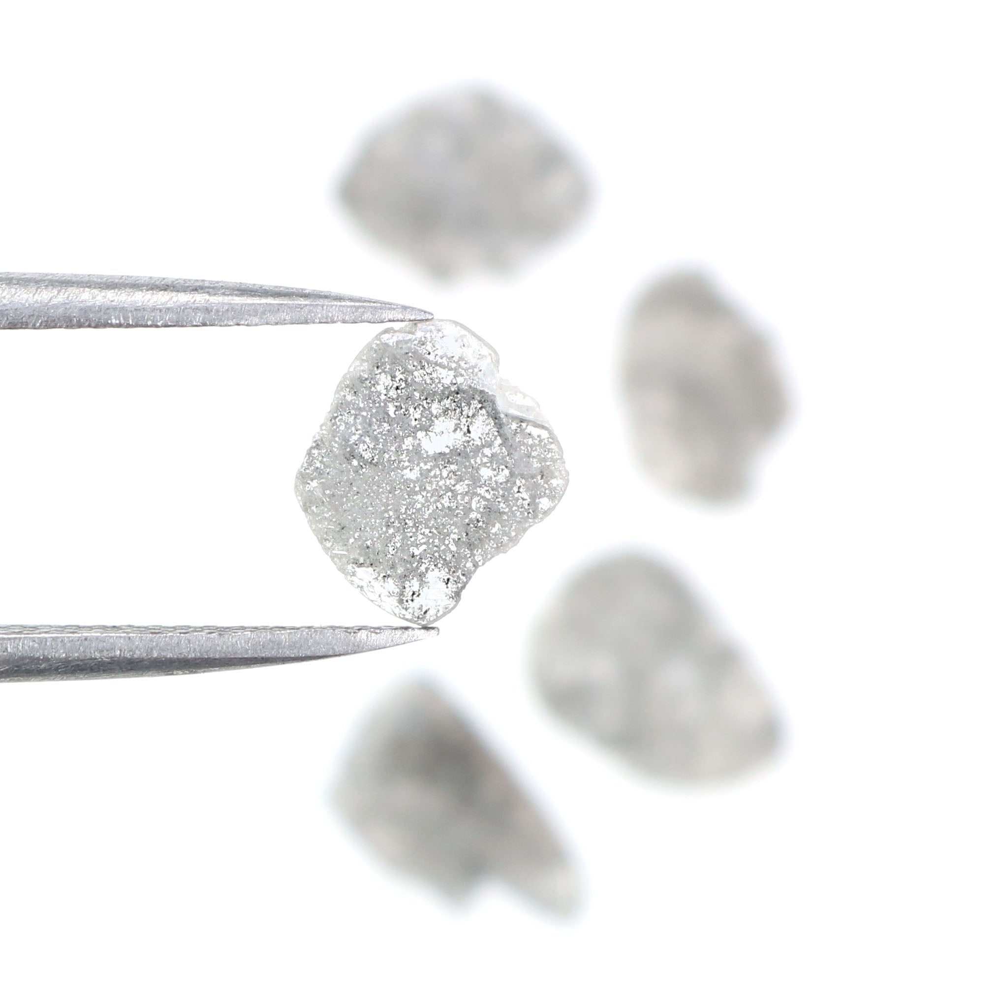 1.55 Ct Natural Loose Slice Shape Diamond Salt And Pepper Slice Cut Diamond 8.60 MM Natural Black Grey Color Irregular Cut Diamond LQ5160