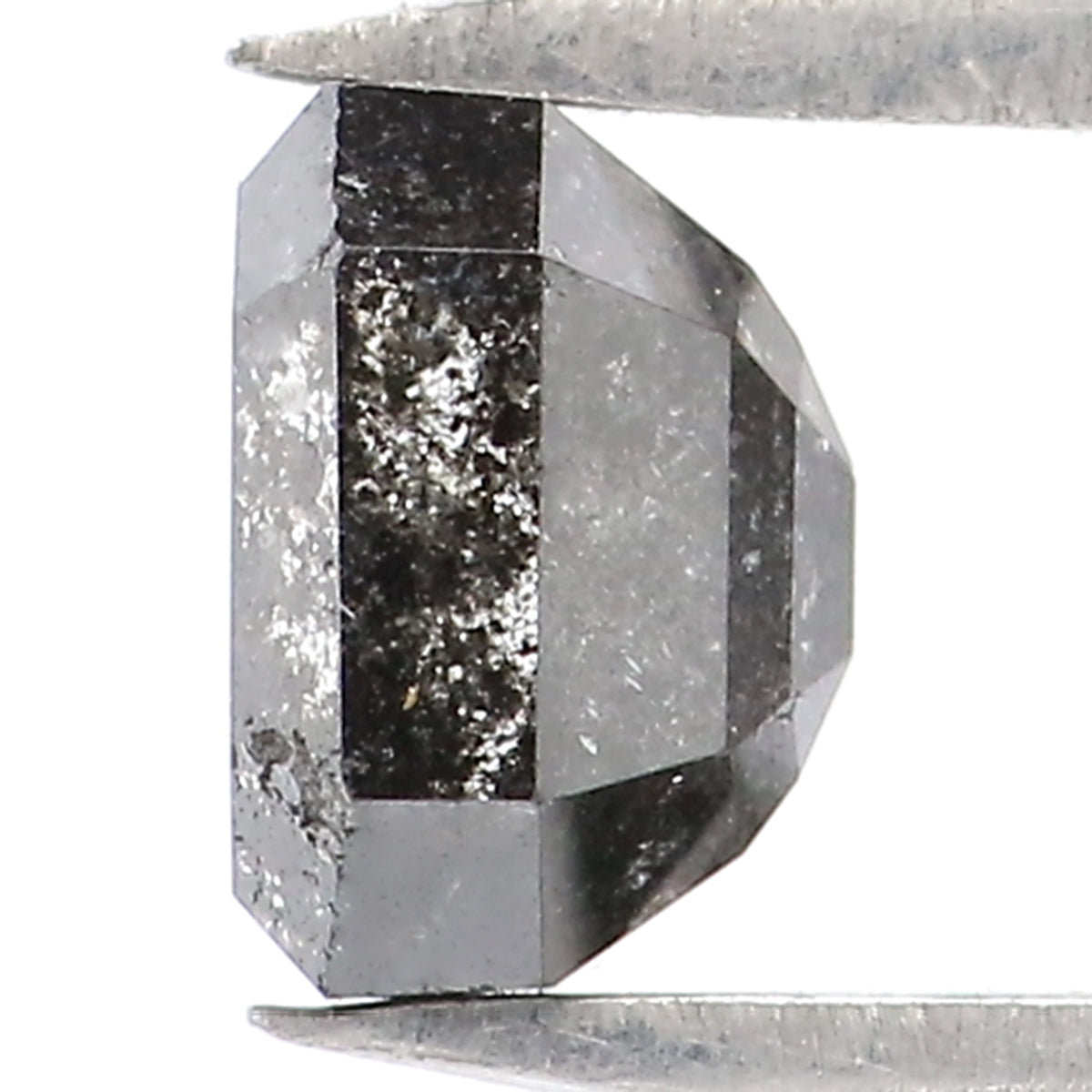 0.83 CT Natural Loose Emerald Shape Diamond Salt And Pepper Emerald Shape Diamond 5.20 MM Black Grey Color Emerald Rose Cut Diamond LQ7414