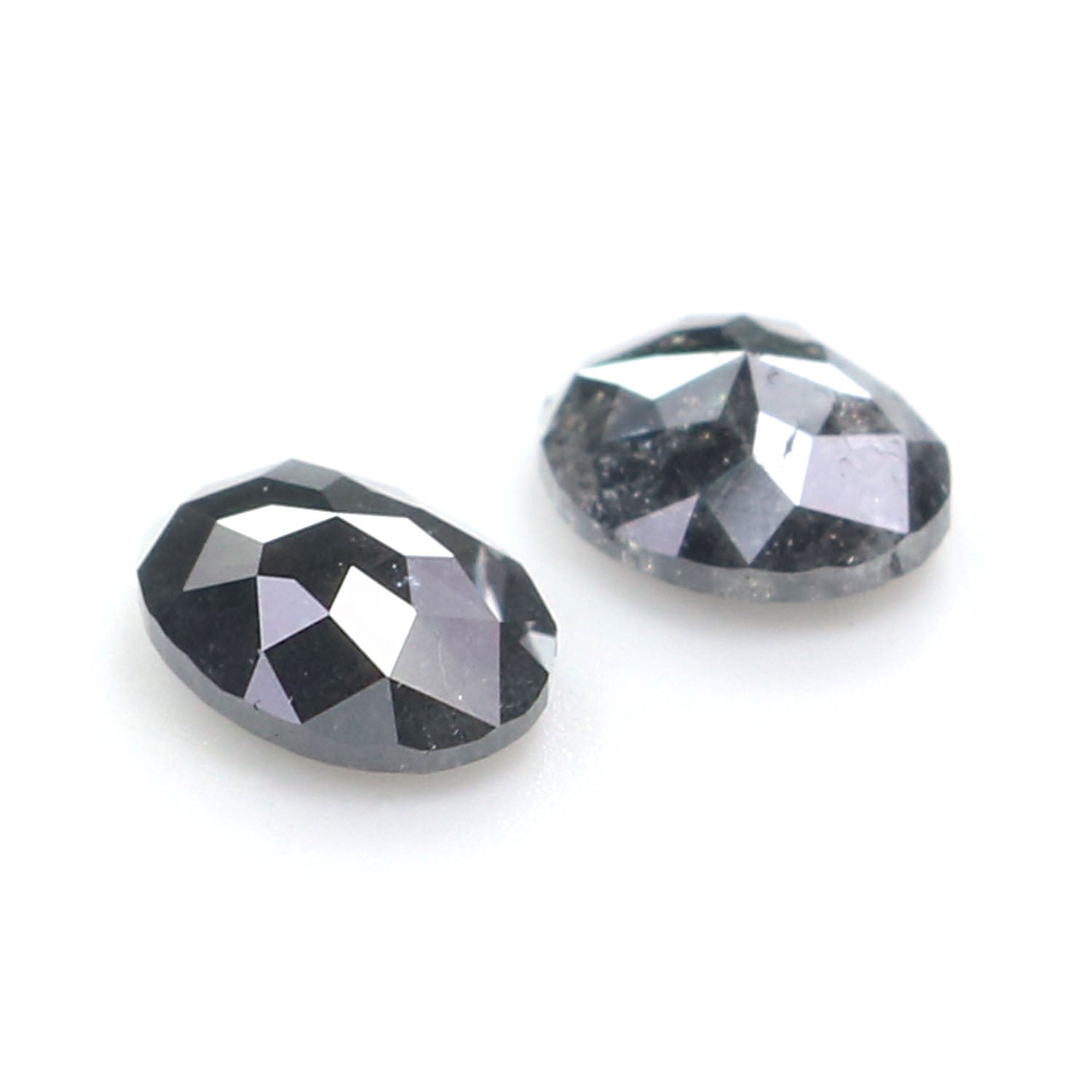 0.66 CT Natural Loose Oval Cut Pair Diamond Salt And Pepper Oval Cut Diamond 4.95 MM Natural Diamond Black Grey Oval Rose Cut Diamond QL2545