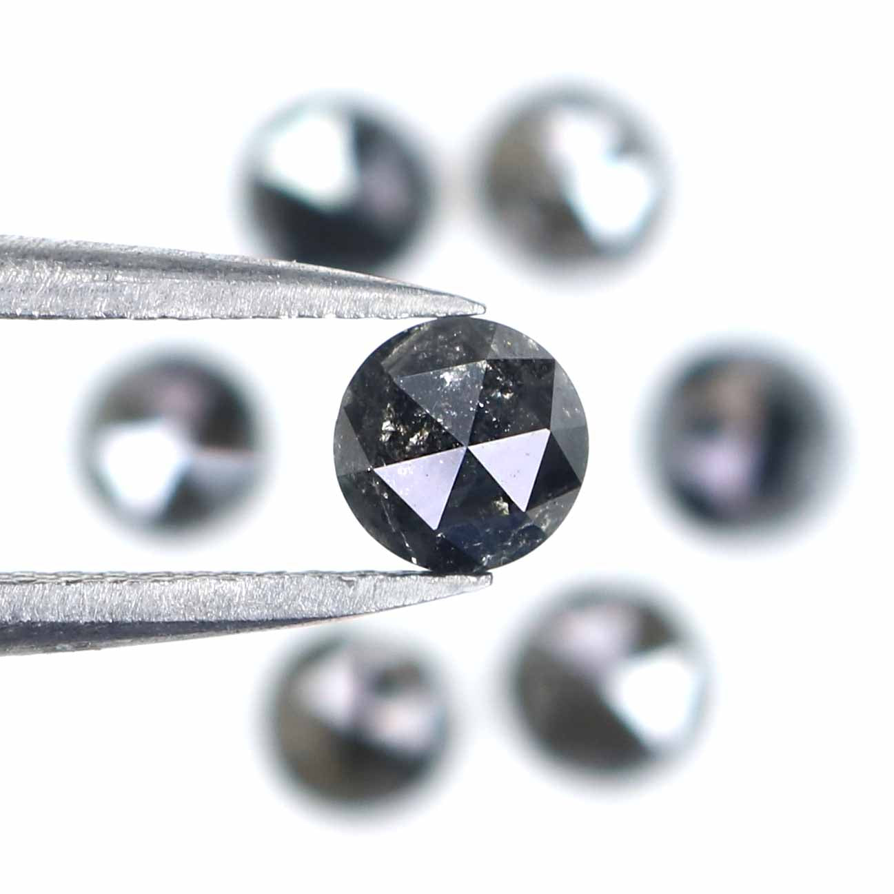 2.52 Ct Natural Loose Round Rose Cut Diamond Salt And Pepper Round Shape Diamond 4.20 MM Natural Black Grey Round Rose Cut Diamond LQ2377