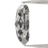 Natural Loose Oval Salt And Pepper Black Grey Color Diamond 4.30 CT 12.72 MM Oval Shape Rose Cut Diamond KDL2429
