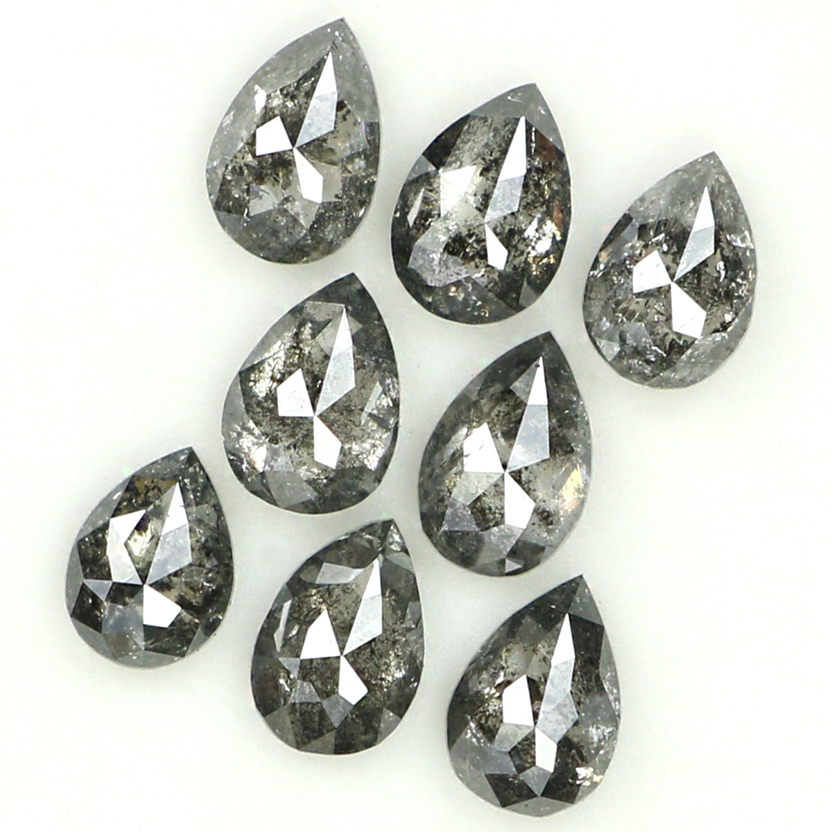 1.11 CT Natural Loose Pear Shape Diamond Salt And Pepper Pear Rose Cut Diamond 3.75 MM Black Grey Color Pear Shape Rose Cut Diamond QL1281