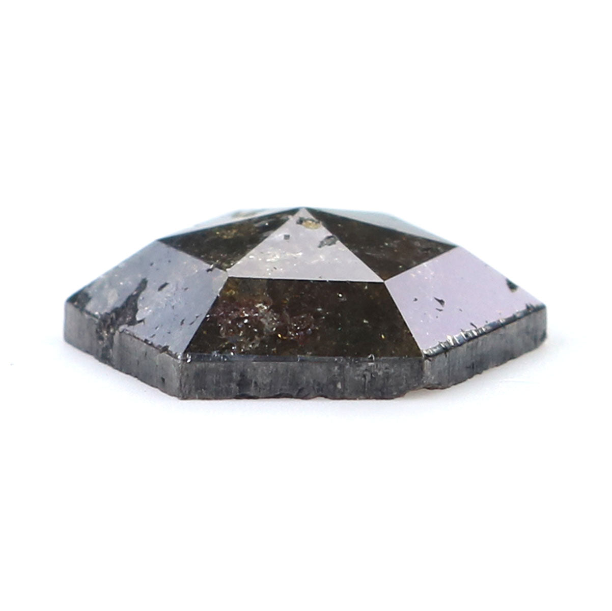 2.36 CT Natural Loose Hexagon Shape Diamond Brown Color Hexagon Cut Diamond 10.45 MM Natural Black Color Hexagon Rose Cut Diamond KQ1556