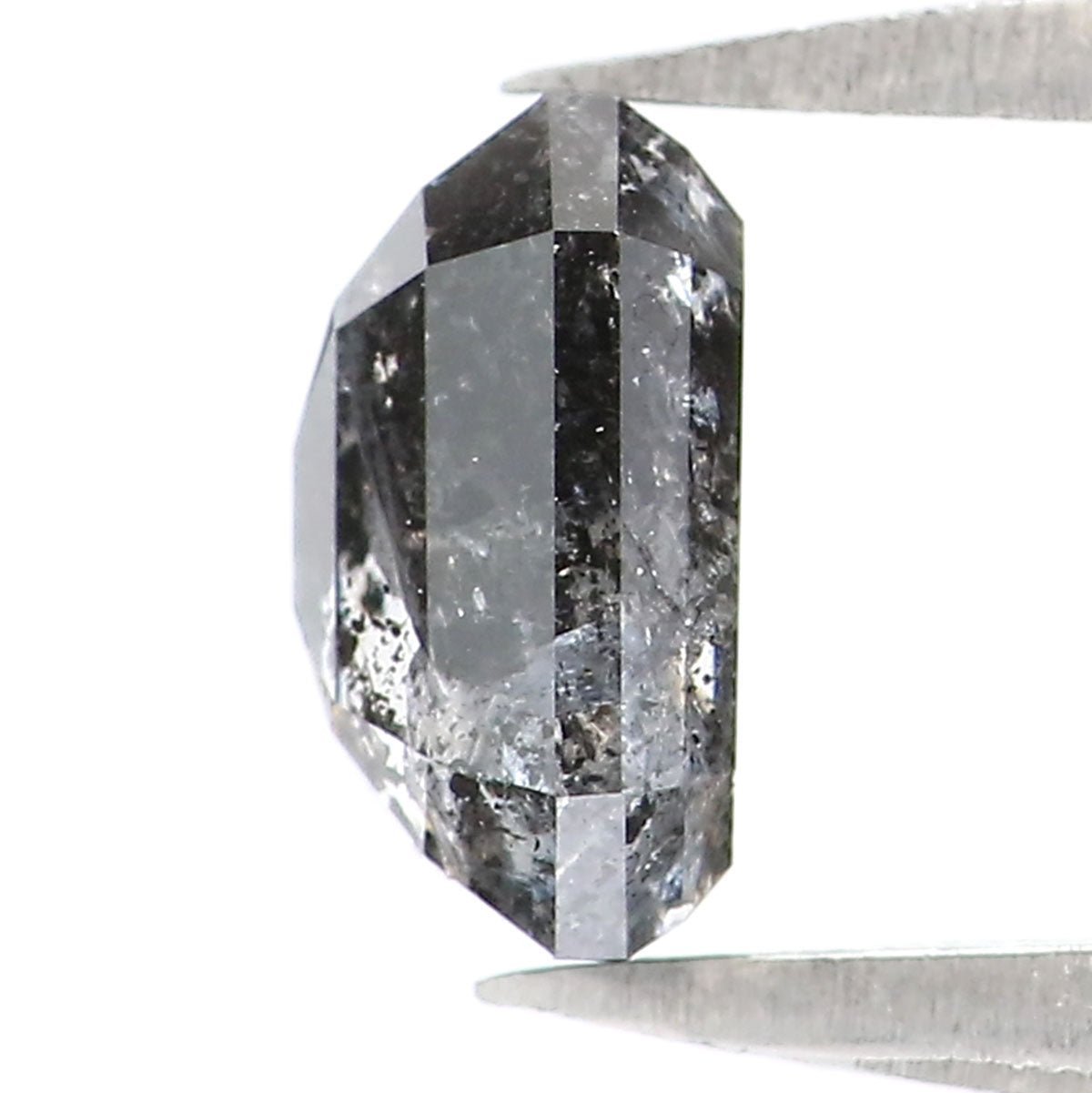 0.83 CT Natural Loose Emerald Shape Diamond Salt And Pepper Emerald Diamond 5.95 MM Black Grey Color Emerald Shape Rose Cut Diamond LQ2276