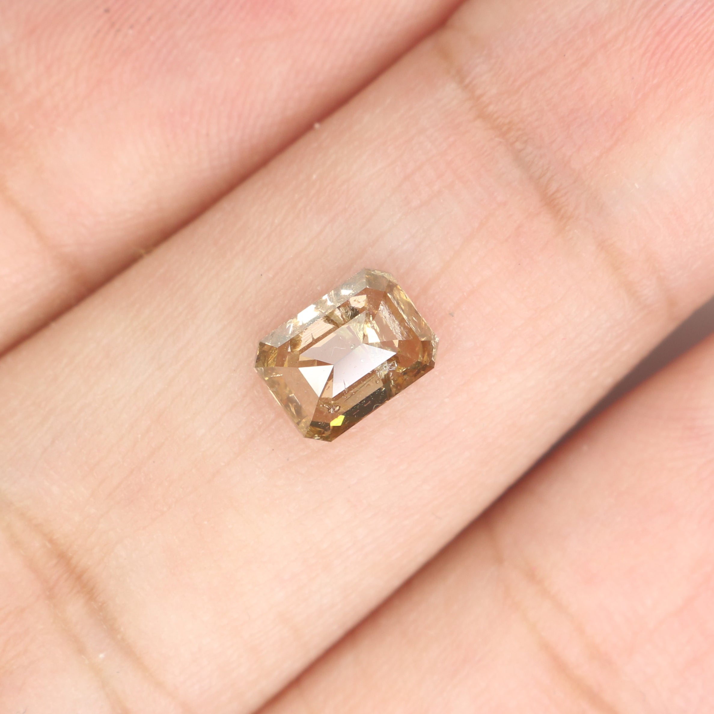 0.87 Ct Natural Loose Emerald Shape Diamond Brown Color Emerald Diamond 6.05 MM Natural Loose Brown Diamond Emerald Rose Cut Diamond QL060