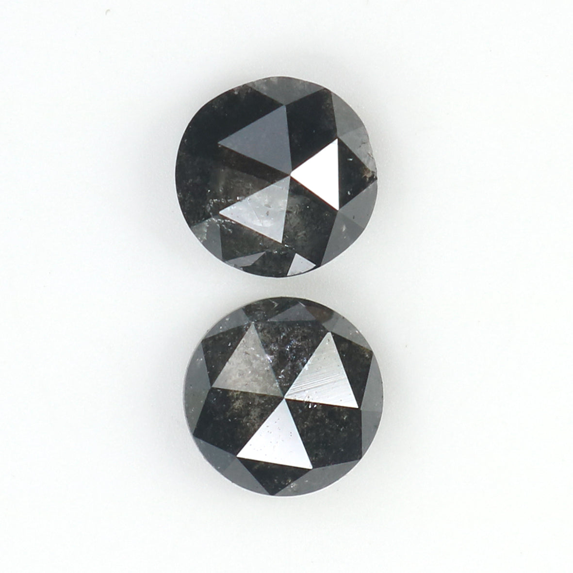 1.01 CT Natural Loose Round Rose Cut Pair Diamond Salt And Pepper Round Shape Diamond 5.00 MM Black Grey Round Shape Rose Cut Diamond L1662