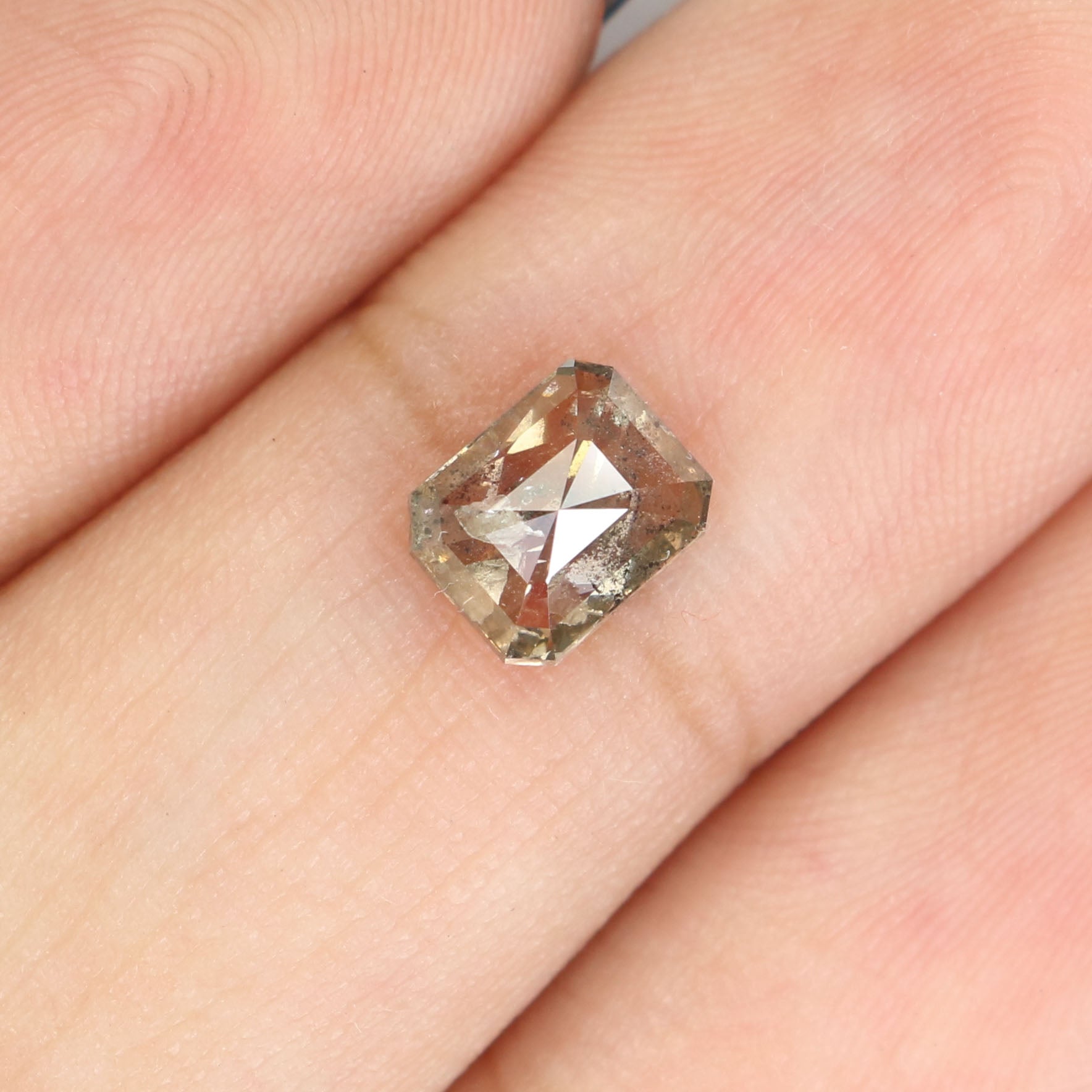 0.86 CT Natural Loose Emerald Shape Diamond Salt And Pepper Emerald Shape Diamond 6.10 MM Black Grey Color Emerald Rose Cut Diamond QL9563