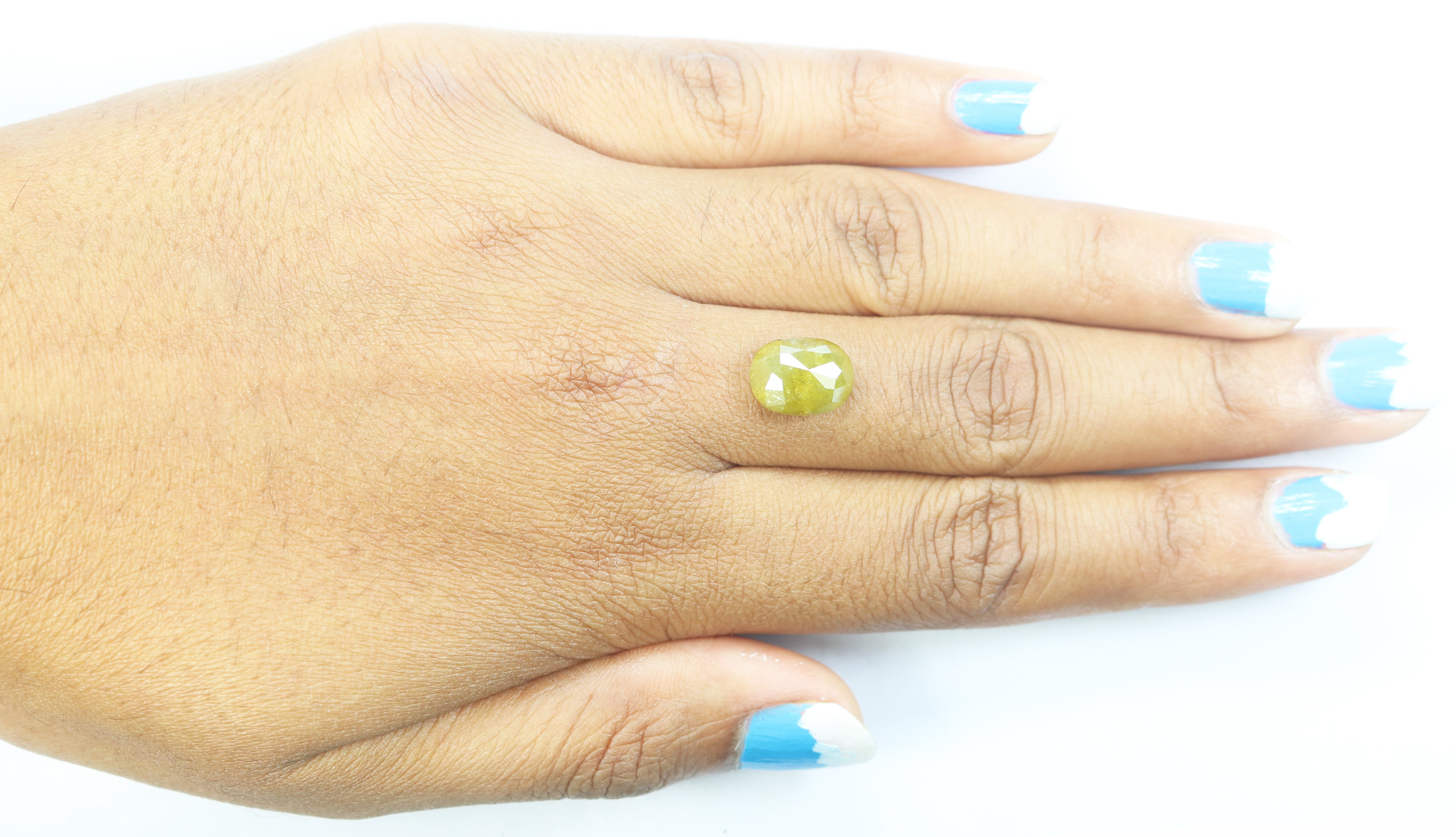 5.01 CT Natural Loose Oval Shape Diamond Yellow Color Oval Shape Diamond 11.40 MM Natural Loose Green Color Oval Rose Cut Diamond QL8645