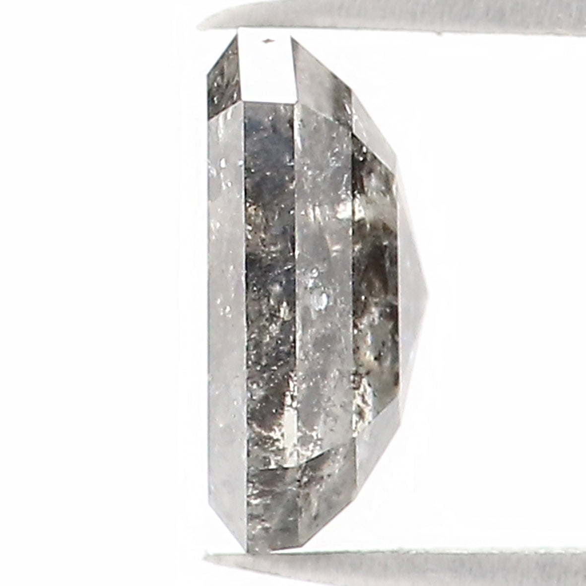 0.96 CT Natural Loose Emerald Shape Diamond Salt And Pepper Emerald Shape Diamond 6.25 MM Black Grey Color Emerald Rose Cut Diamond QL1205