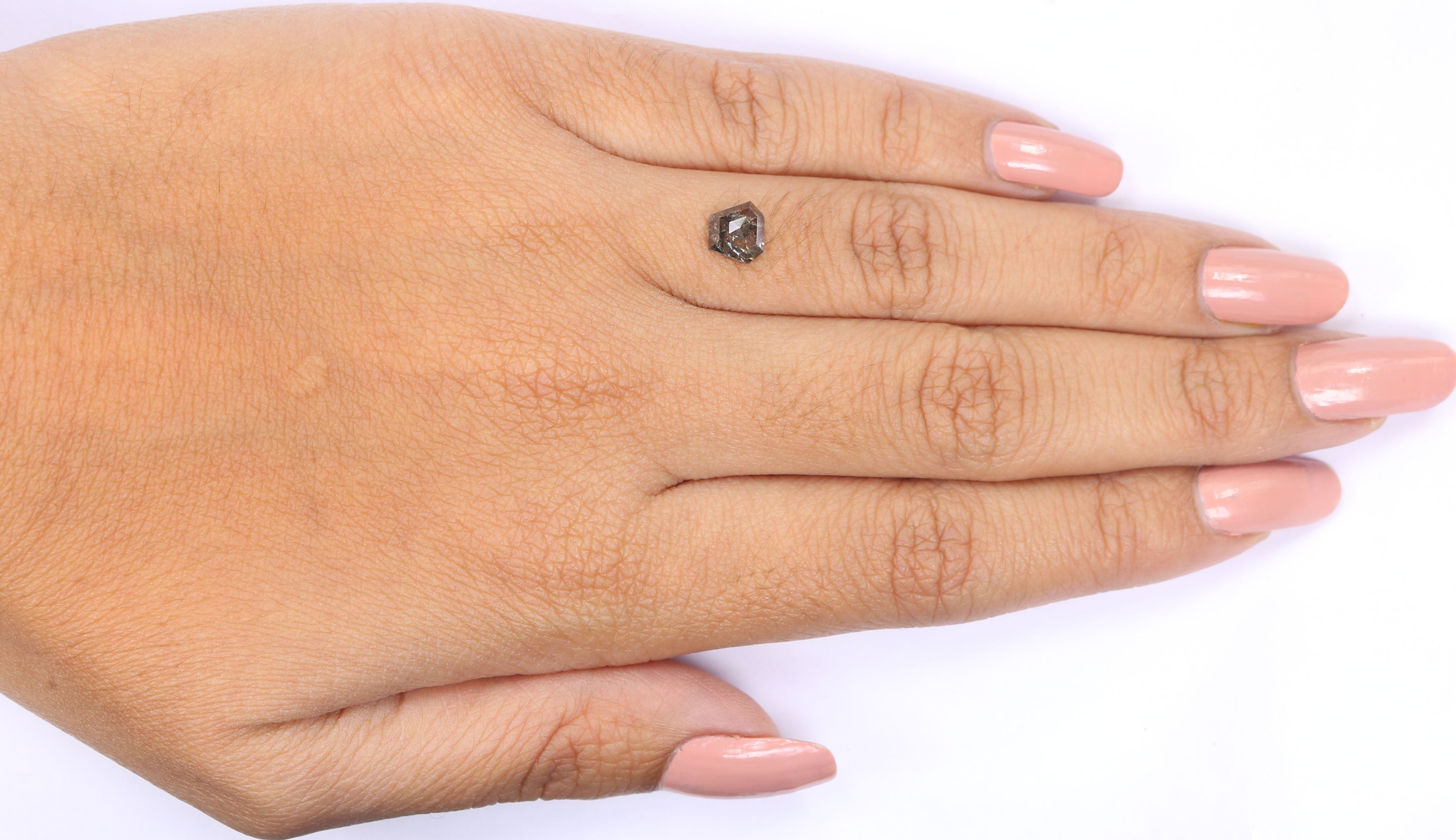 0.96 Ct Natural Loose Shield Shape Diamond Salt And Pepper Shield Cut Diamond 5.50 MM Natural Black Gray Shield Rose Cut Diamond LQ7587