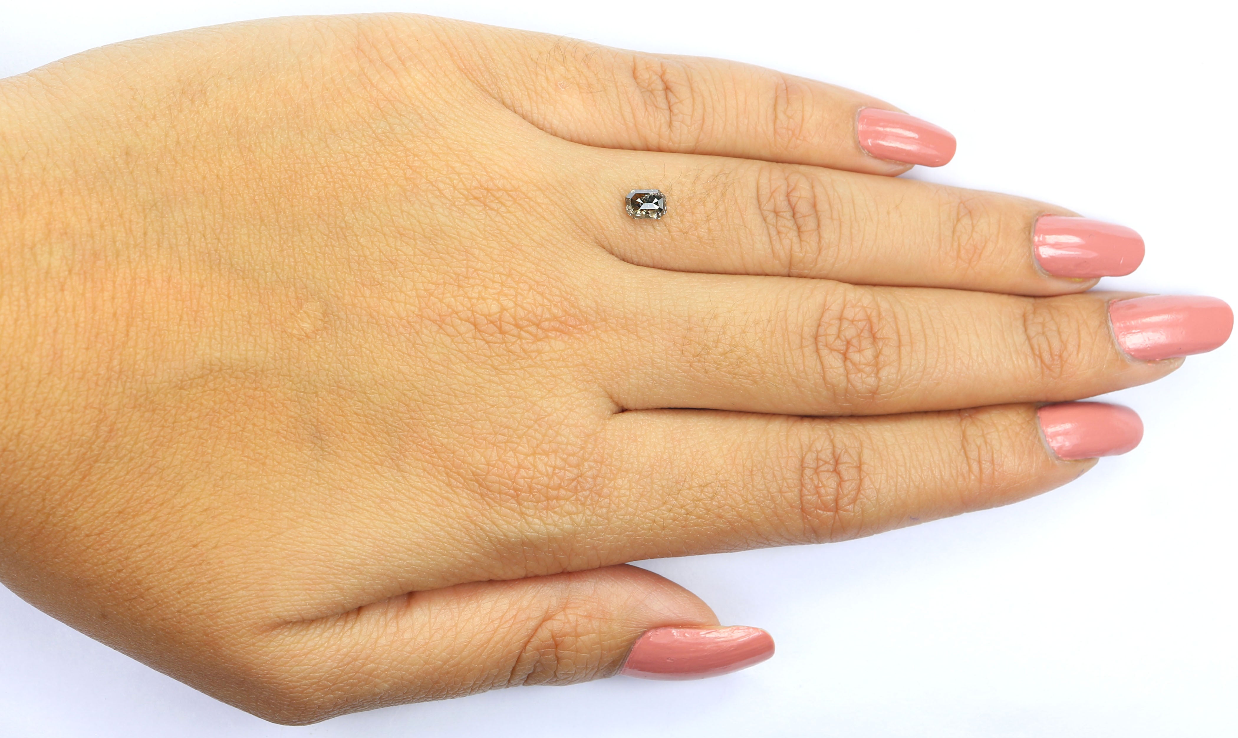 0.35 CT Natural Loose Emerald Shape Diamond Salt And Pepper Emerald Diamond 4.85 MM Natural Black Grey Color Emerald Rose Cut Diamond KQ2564