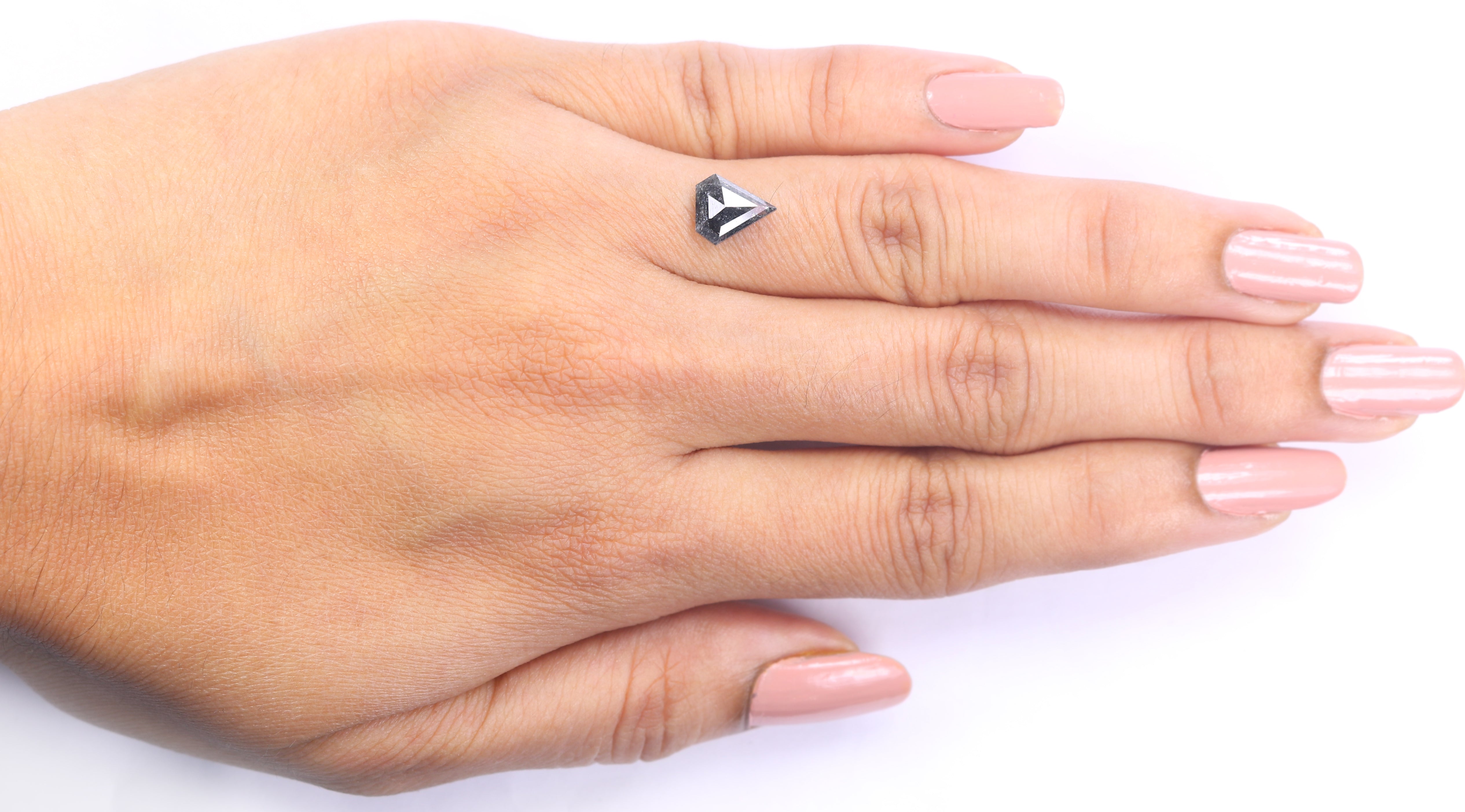 0.90 Ct Natural Loose Shield Shape Diamond Black Color Shield Cut Diamond 8.05 MM Natural Loose Salt And Pepper Shield Cut Diamond LQ2203