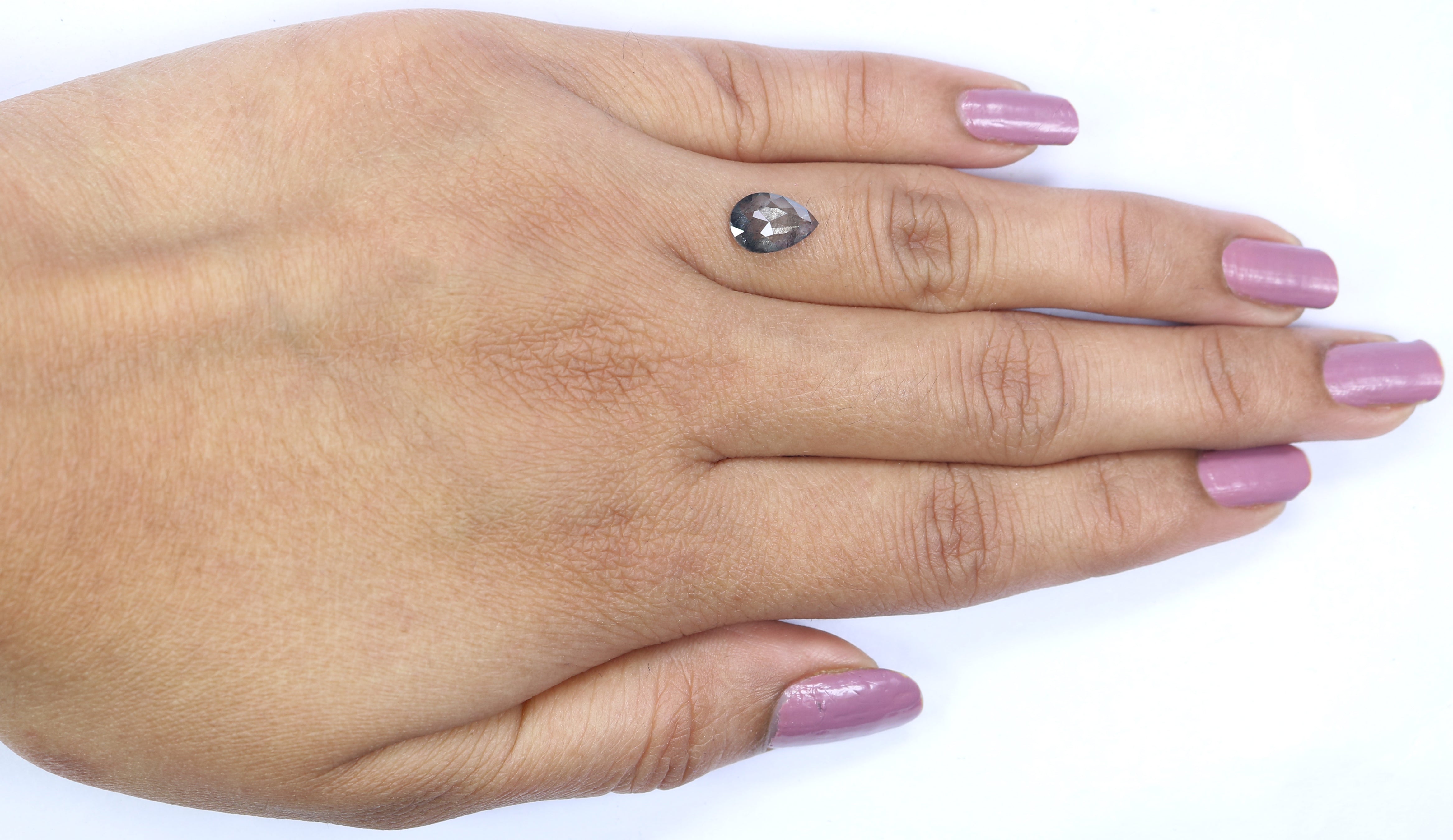 1.12 CT Natural Loose Pear Shape Diamond Salt And Pepper Pear Rose Cut Diamond 9.15 MM Black Grey Color Pear Shape Rose Cut Diamond QL2710