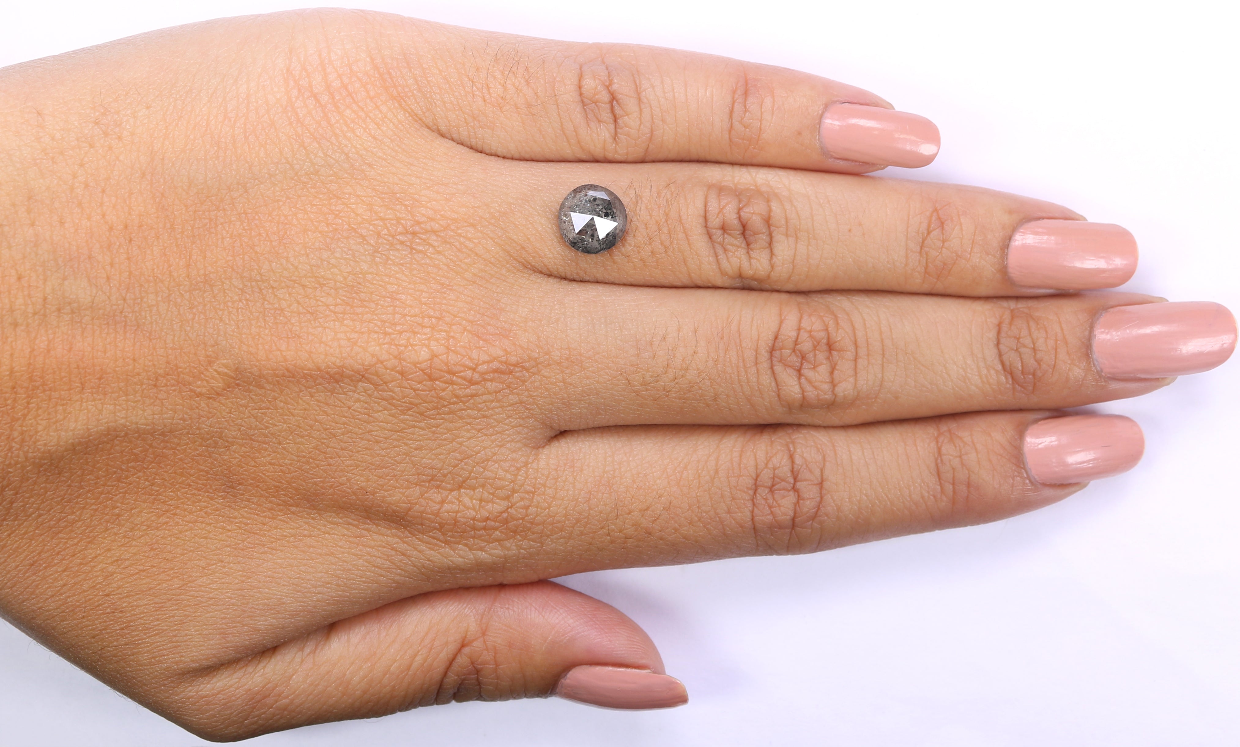 1.83 Ct Natural Loose Round Rose Cut Diamond Black Grey Color Rose Cut Diamond 7.75 MM Natural Loose Salt And Pepper Rose Cut Diamond QL2188