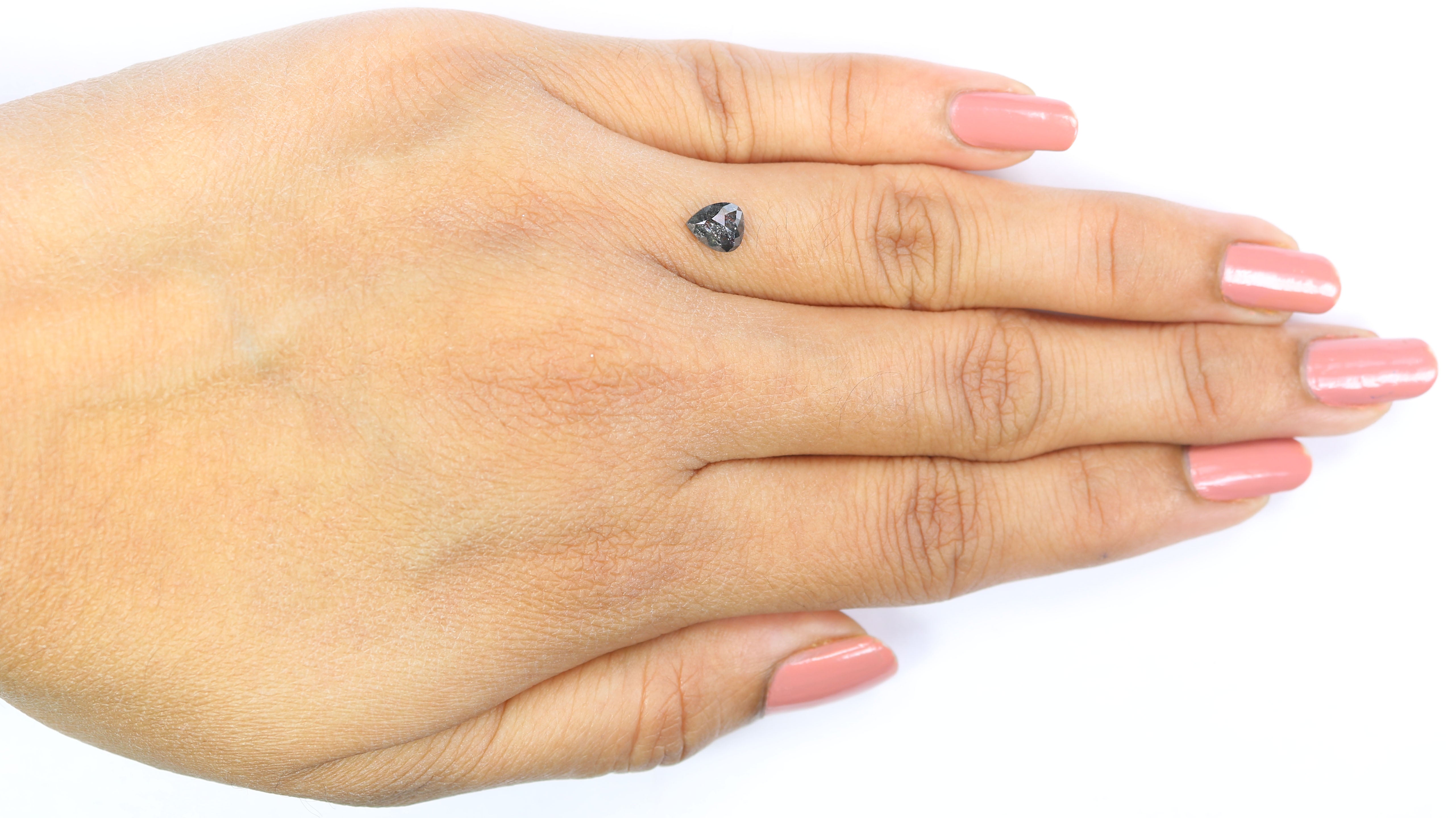 0.48 CT Natural Loose Heart Shape Diamond Salt And Pepper Heart Diamond 5.70 MM Natural Loose Black Grey Color Heart Shape Rose Cut QK2534