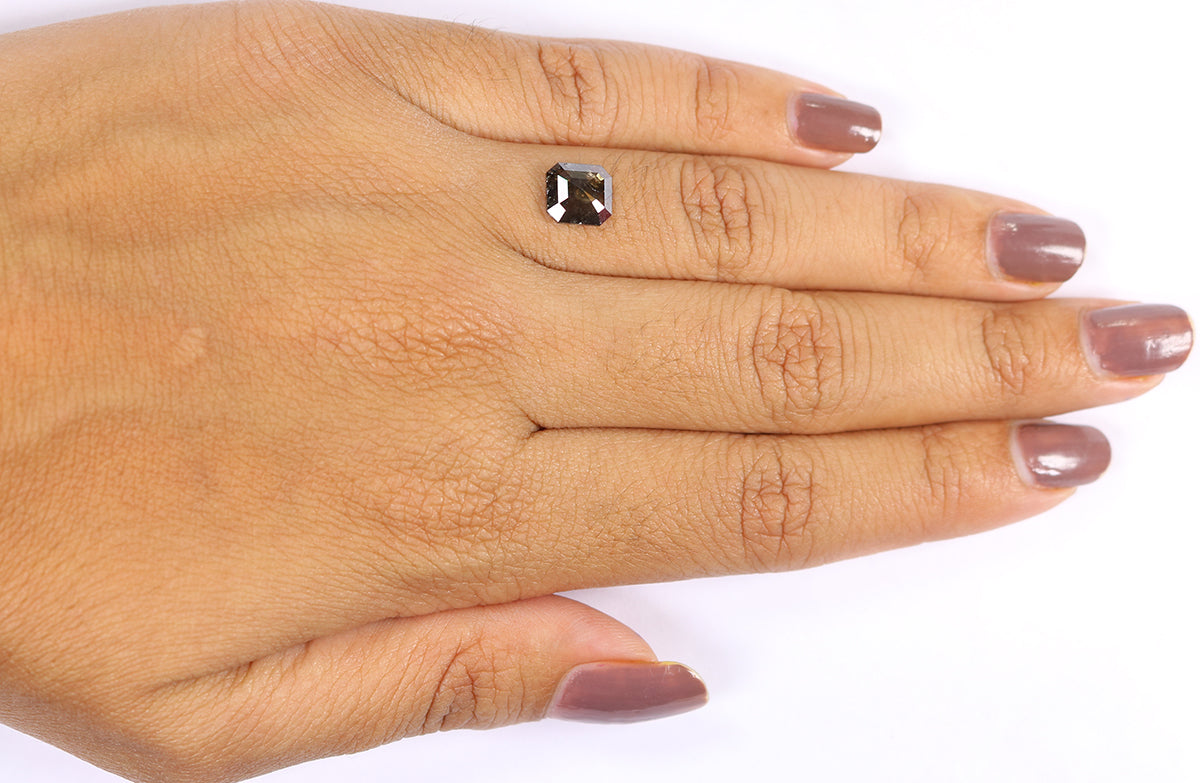 1.08 CT Natural Loose Radiant Shape Diamond Salt And Pepper Radiant Diamond 7.10 MM Natural Black Grey Color Radiant Rose Cut Diamond LQ7439