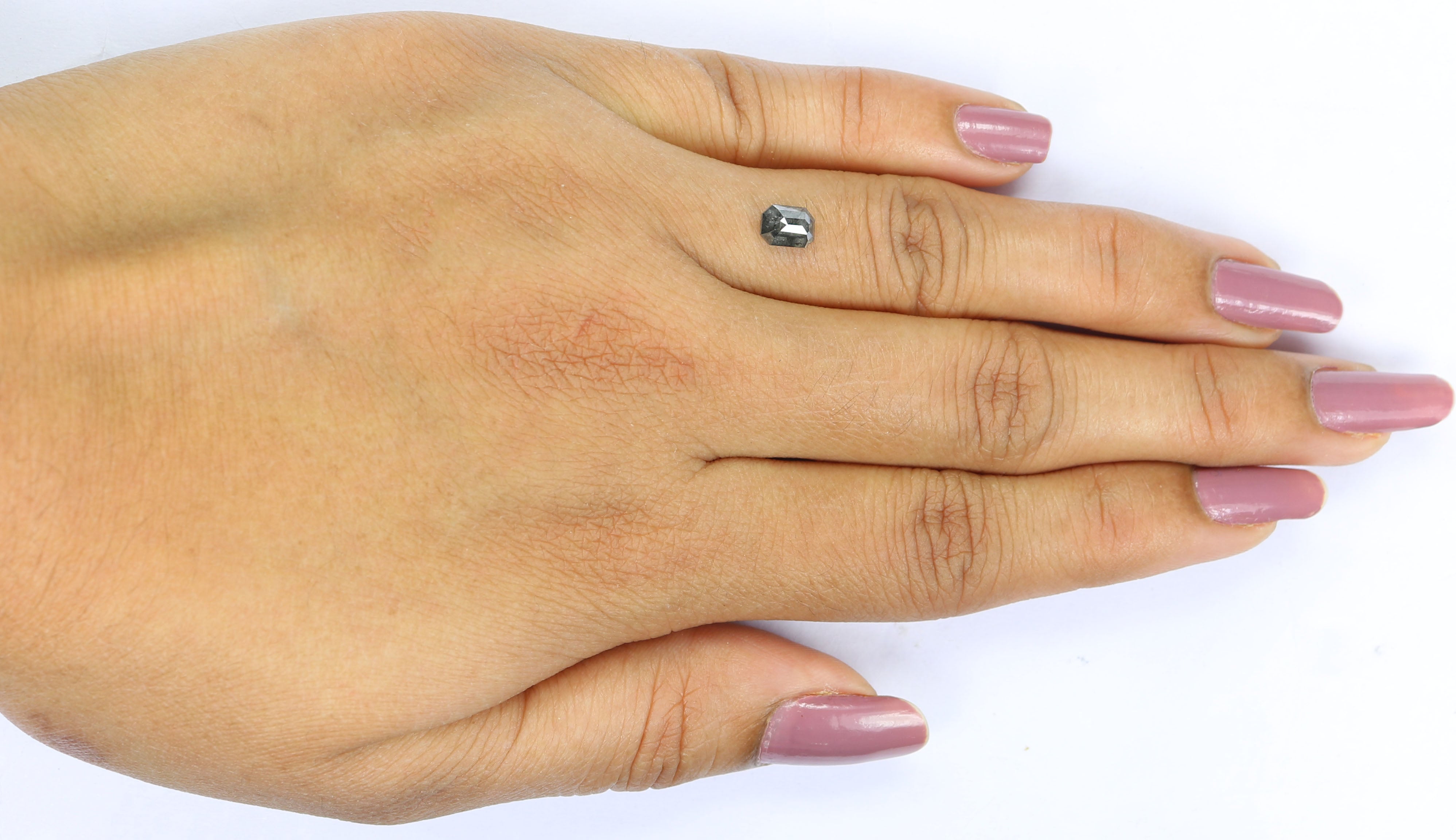 0.65 CT Natural Loose Emerald Shape Diamond Salt And Pepper Emerald Cut Diamond 5.65 MM Natural Black Grey Emerald Rose Cut Diamond LQ2530