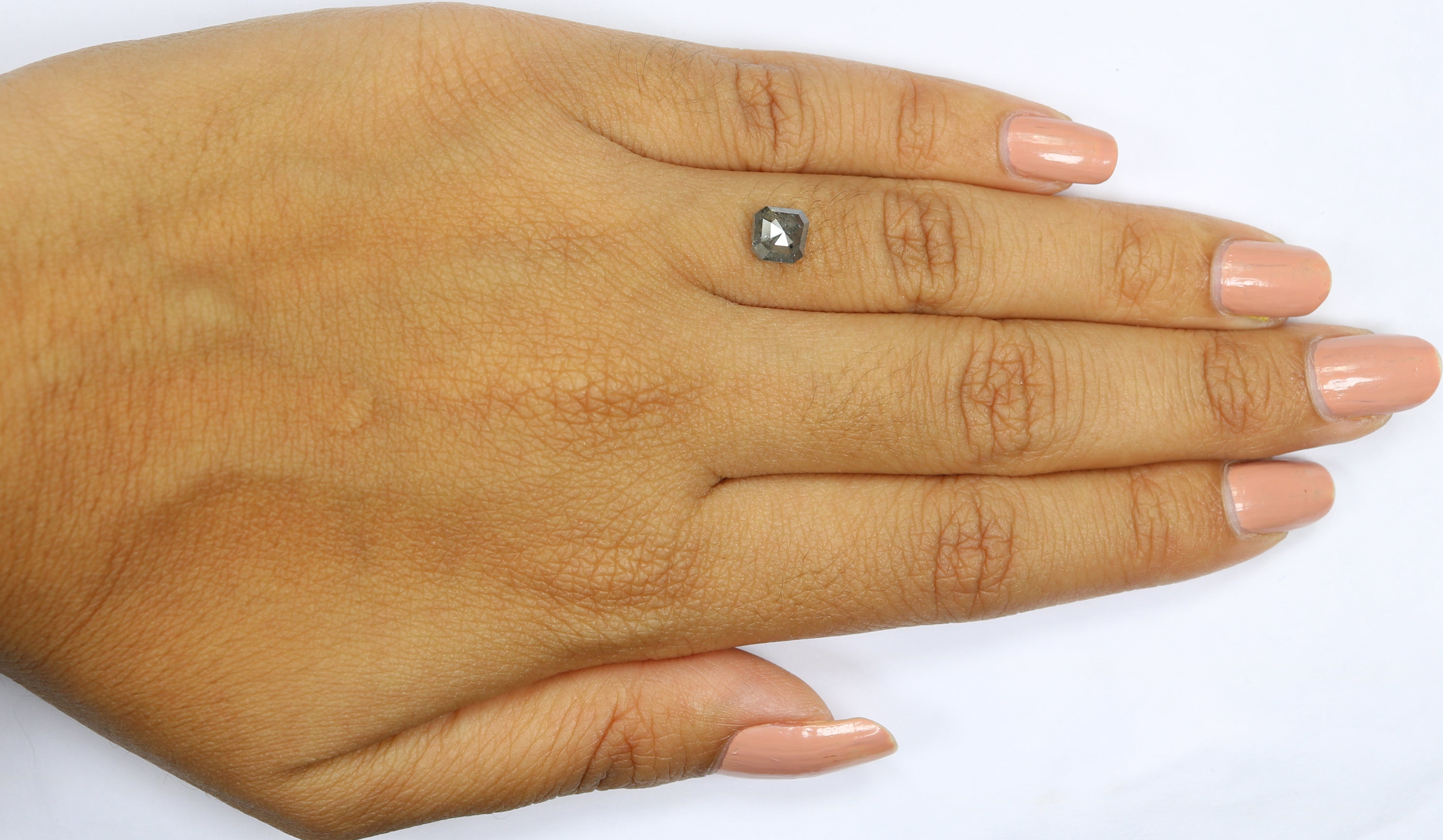 0.97 CT Natural Loose Radiant Shape Diamond Salt And Pepper Radiant Diamond 5.60 MM Natural Black Grey Color Radiant Rose Cut Diamond KQ723