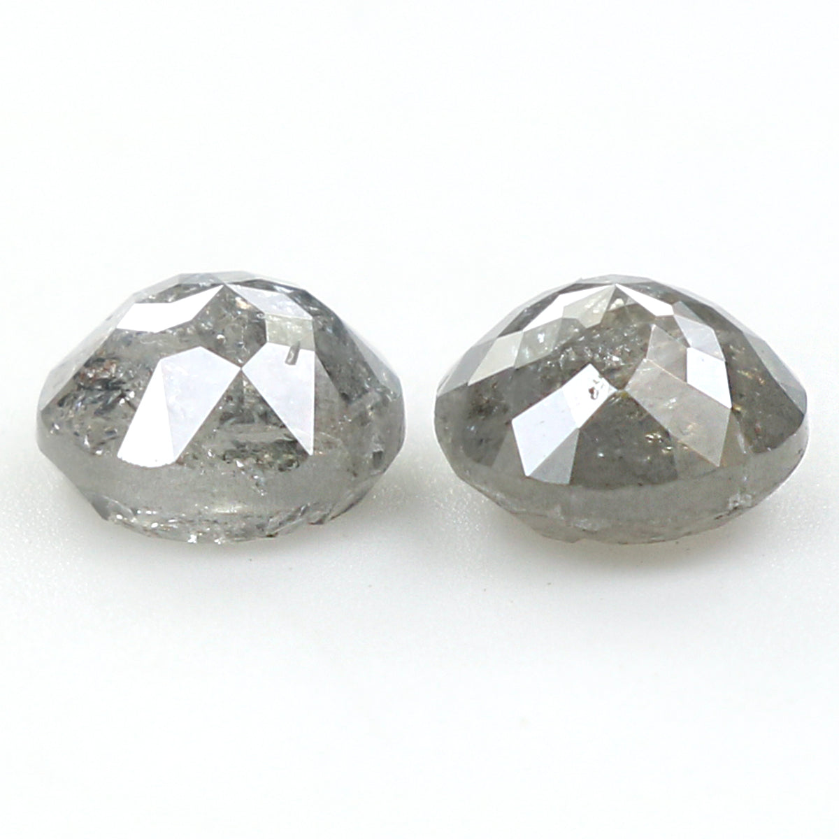 0.98 CT Natural Loose Round Rose Cut Pair Diamond Salt And Pepper Round Shape Diamond 4.55 MM Natural Black Grey Color Round Diamond QK2442