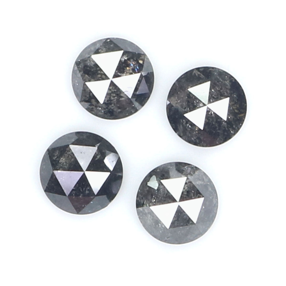 1.31 Ct Natural Loose Round Rose Cut Diamond Salt And Pepper Round Diamond 4.30 MM Natural Black Grey Color Round Rose Cut Diamond KQ2553