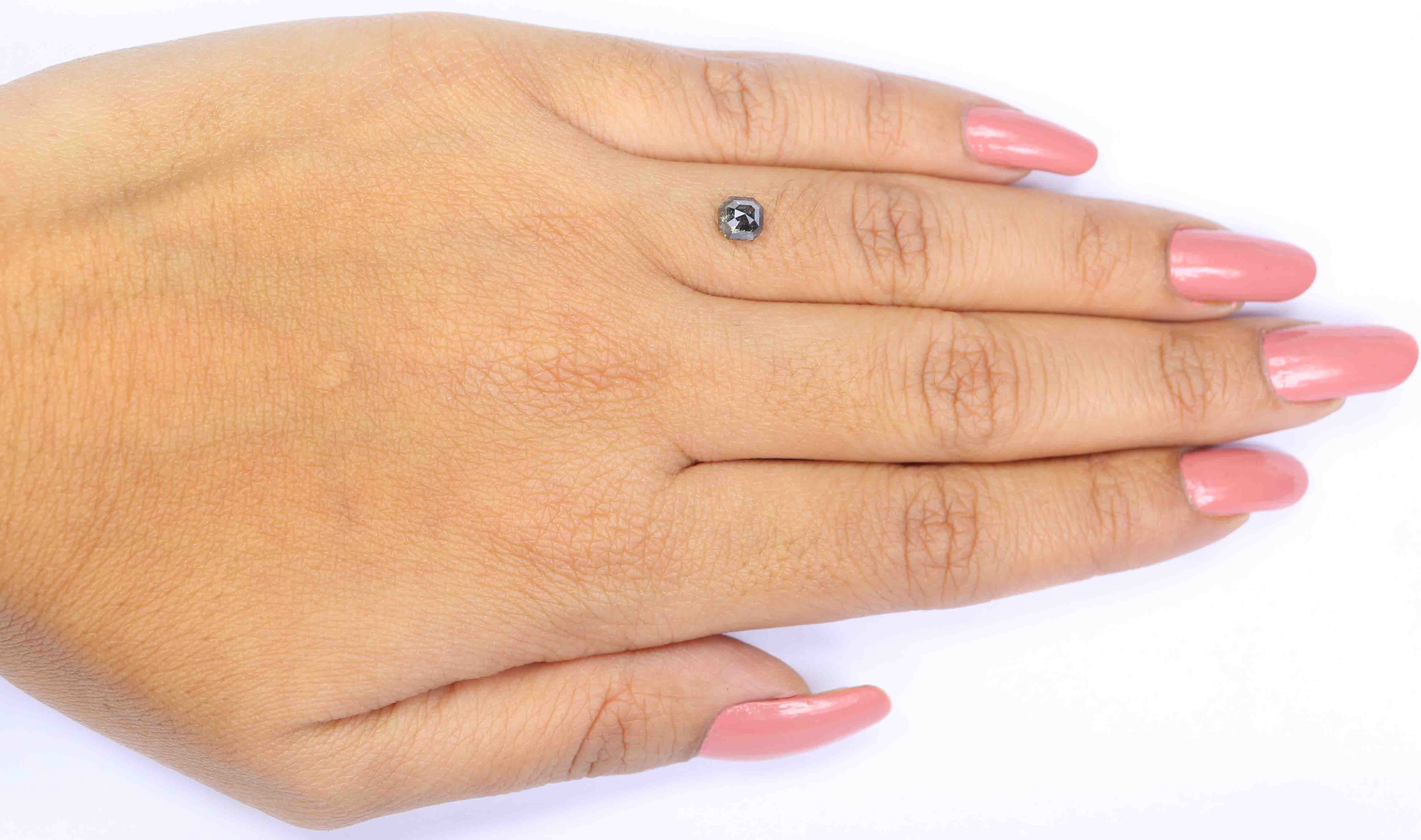 0.66 CT Natural Loose Radiant Shape Diamond Salt And Pepper Radiant Diamond 4.60 MM Natural Black Grey Color Radiant Rose Cut Diamond KQ1437