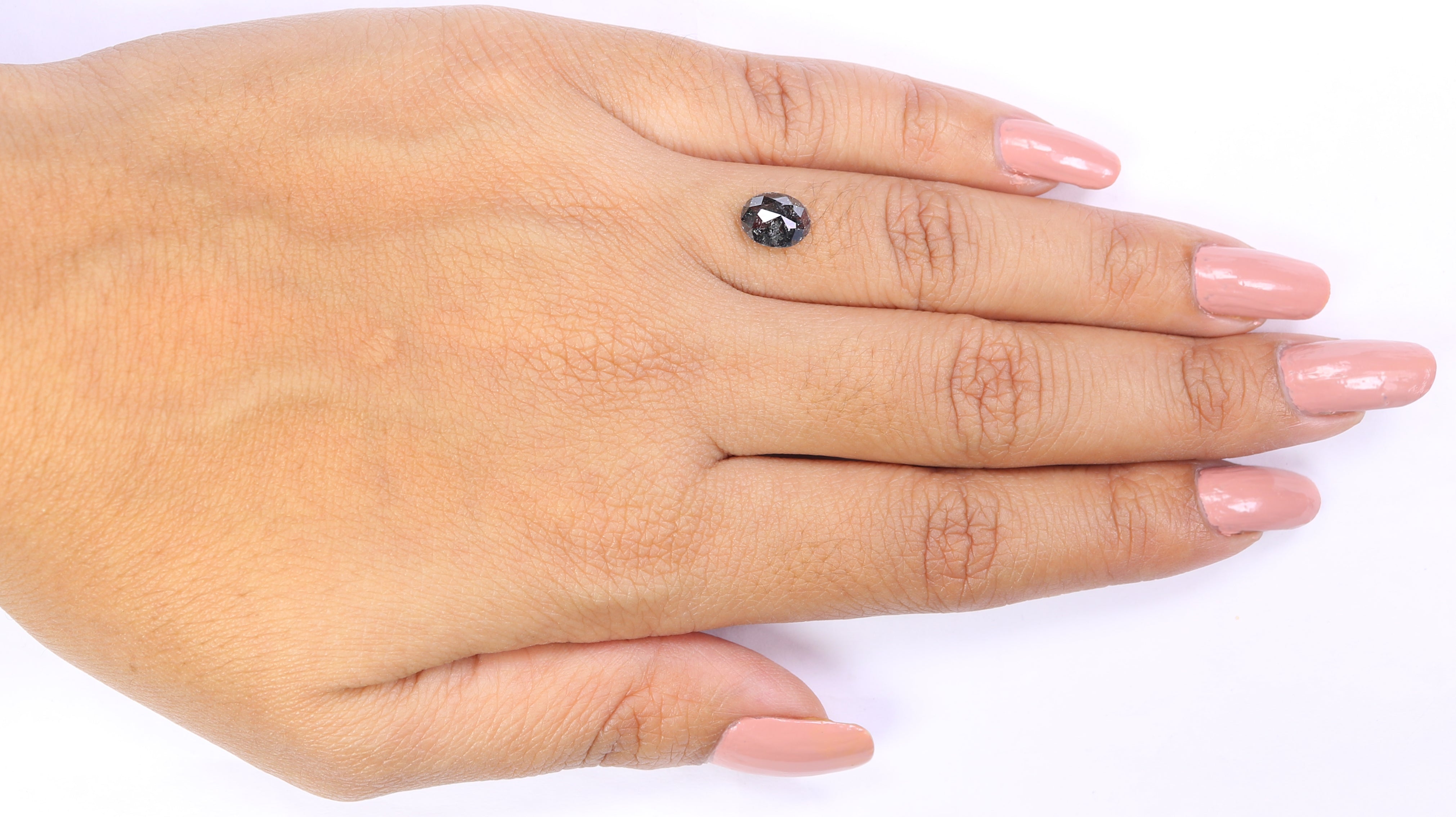 1.18 Ct Natural Loose Oval Shape Diamond Salt And Pepper Oval Diamond 7.45 MM Natural Diamond Black Grey Color Oval Rose Cut Diamond QL2273